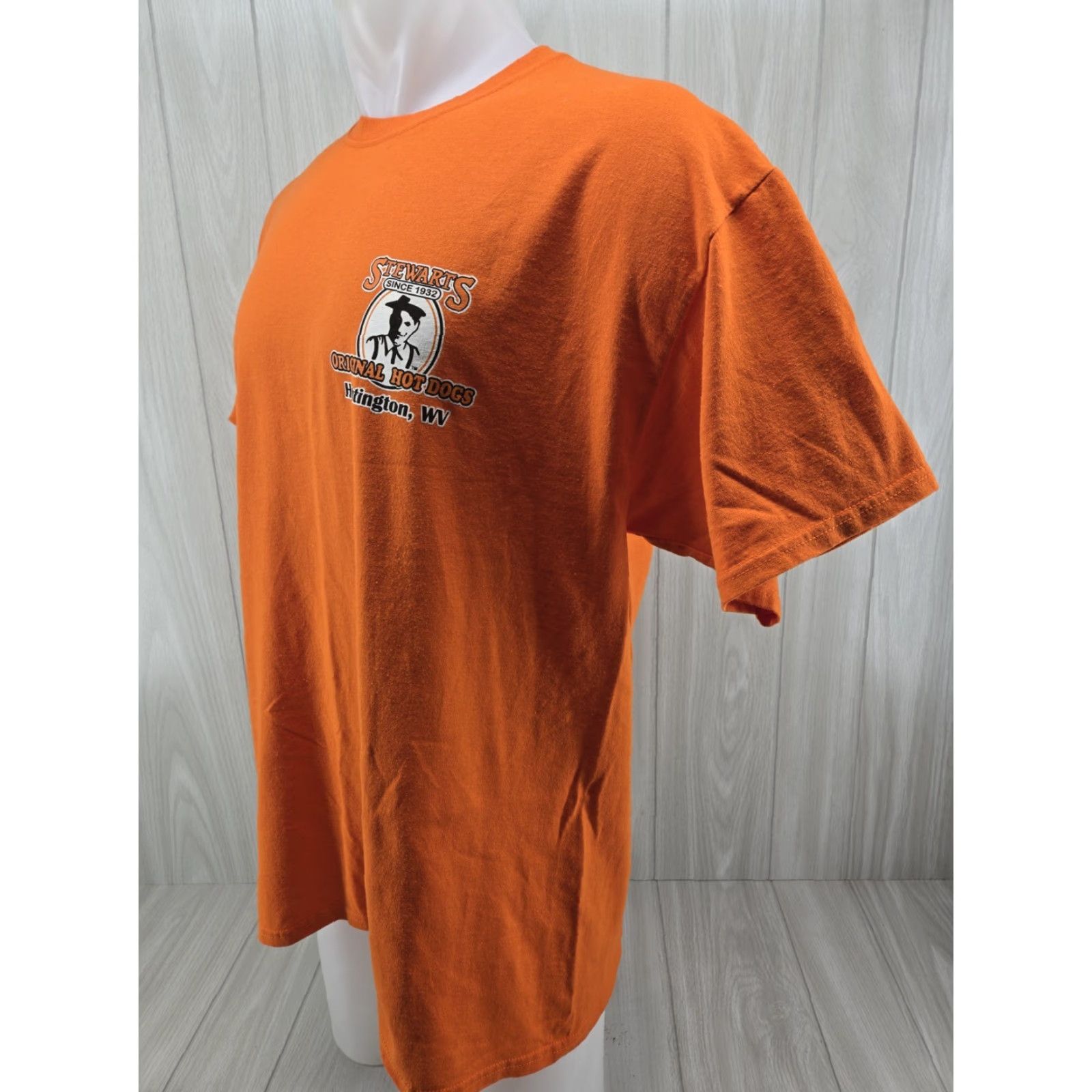 Jerzees STEWART'S ORIGINAL HOTDOGS Huntington WV Short Sleeve T-Shirt Orange - XL - Men - Jerzees Regular Fit Size US XL / EU 56 / 4 - 3 Thumbnail