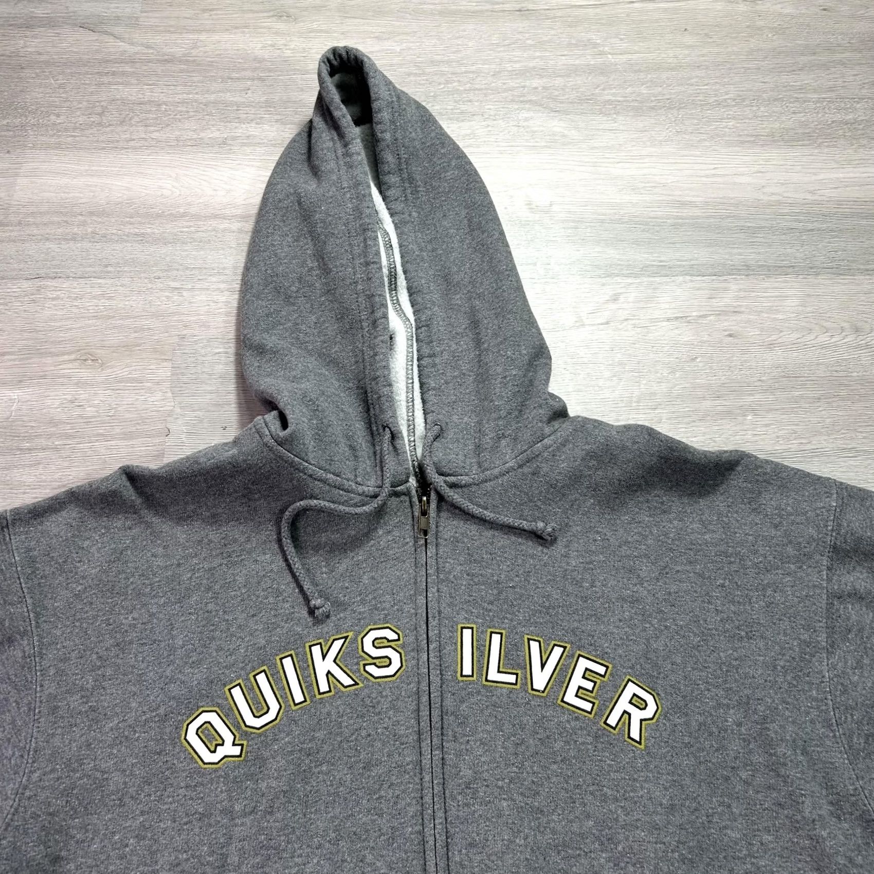 Quiksilver Quiksilver Hoodie Mens XL Gray Full Zip Fleece Sweatshirt Spell Out Chest Logo Size US XL / EU 56 / 4 - 5 Thumbnail