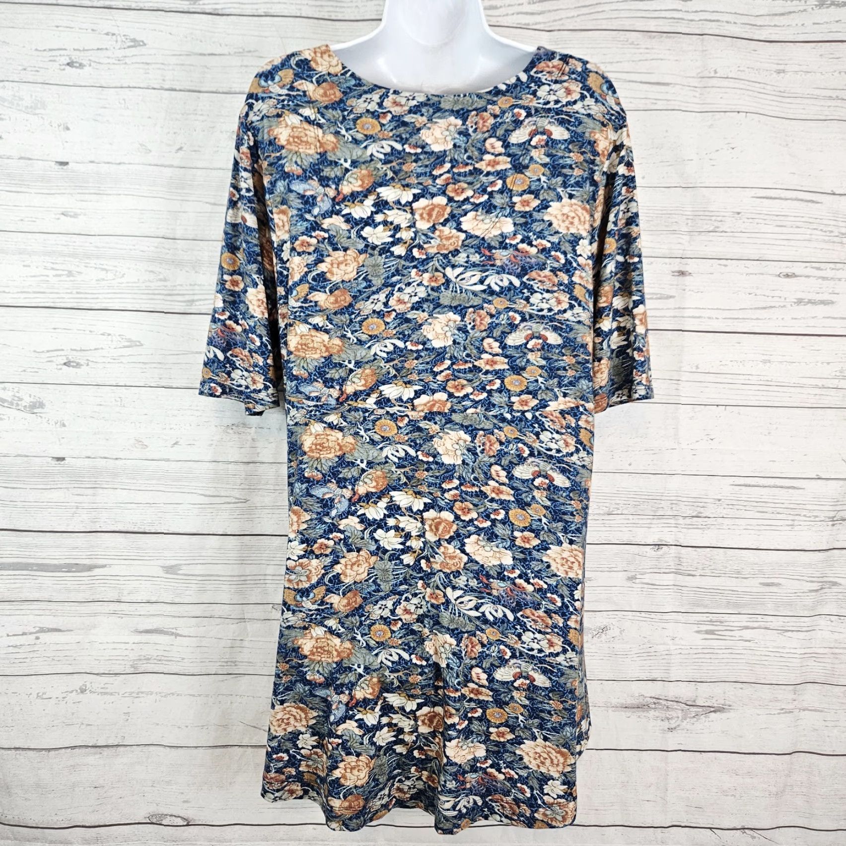 Vintage Peruvian Connection Womens Tunic 2XL Blue Floral Cotton Modal Blend Blouse Shirt Daywear, Womens, 2XL, Blue, Floral, Tunic Size XXL / US 16-18 / IT 52-54 - 3 Thumbnail