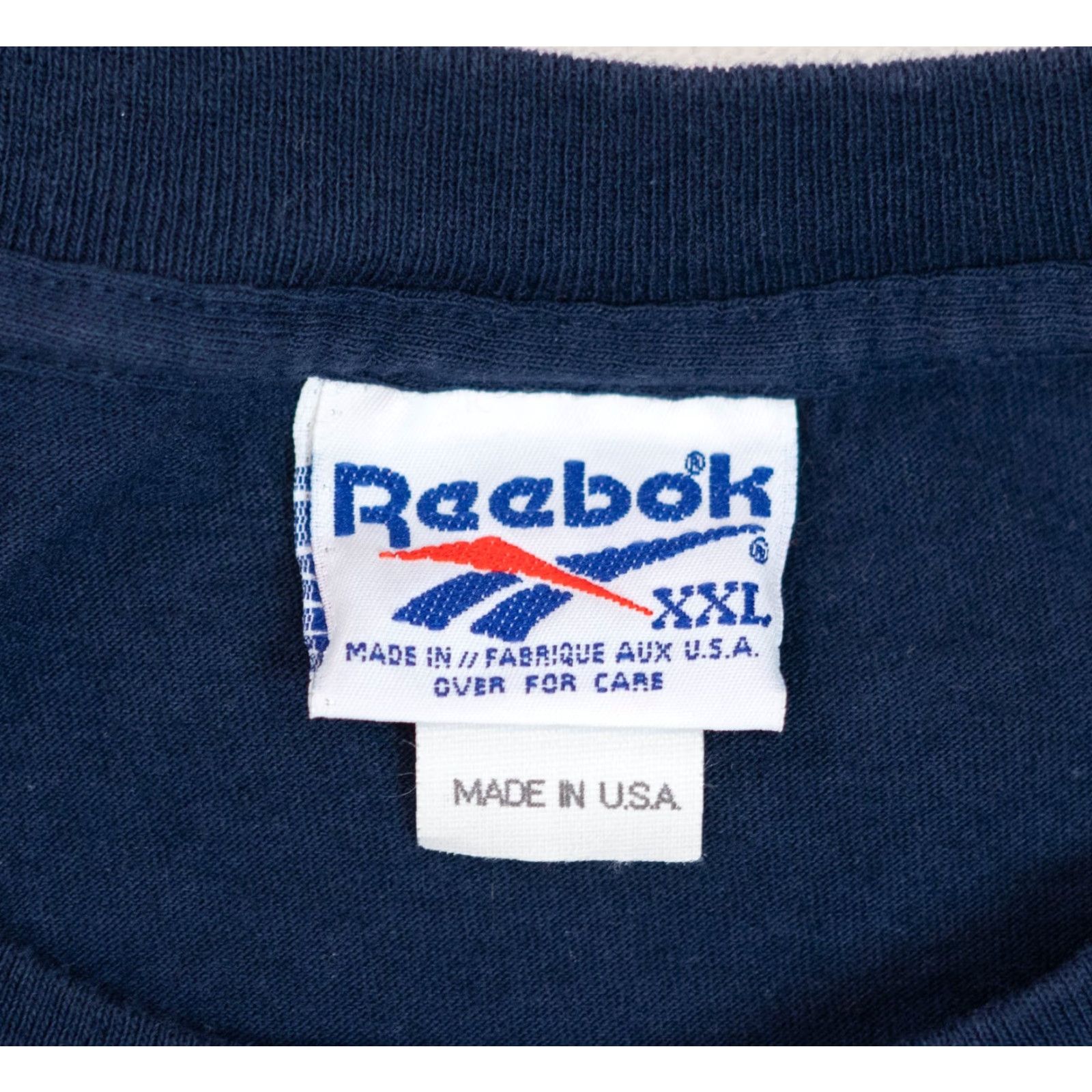 Reebok VINTAGE Reebok Logo T Shirt 2XL Blue Mens Short Sleeve Crew Neck Single Stitch Made USA 1990s NBA NFL NHL Basketball Football VTG USA USA True Vintage Size US XXL / EU 58 / 5 - 5 Thumbnail