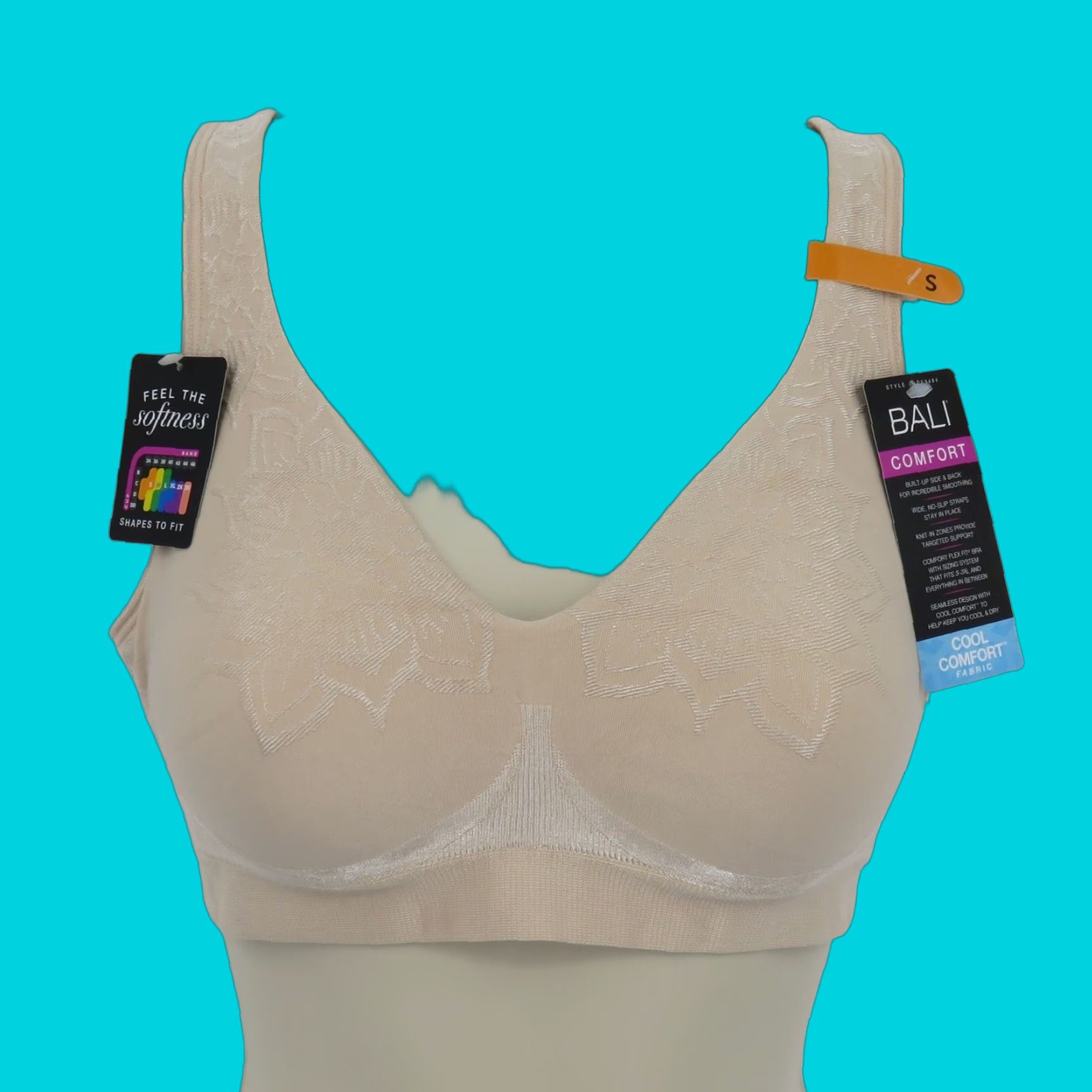Vintage Bali Women Small DF3484 ComfortRevolution ComfortFlex Wirefree Bra Beige NEW Size ONE SIZE - 1 Thumbnail