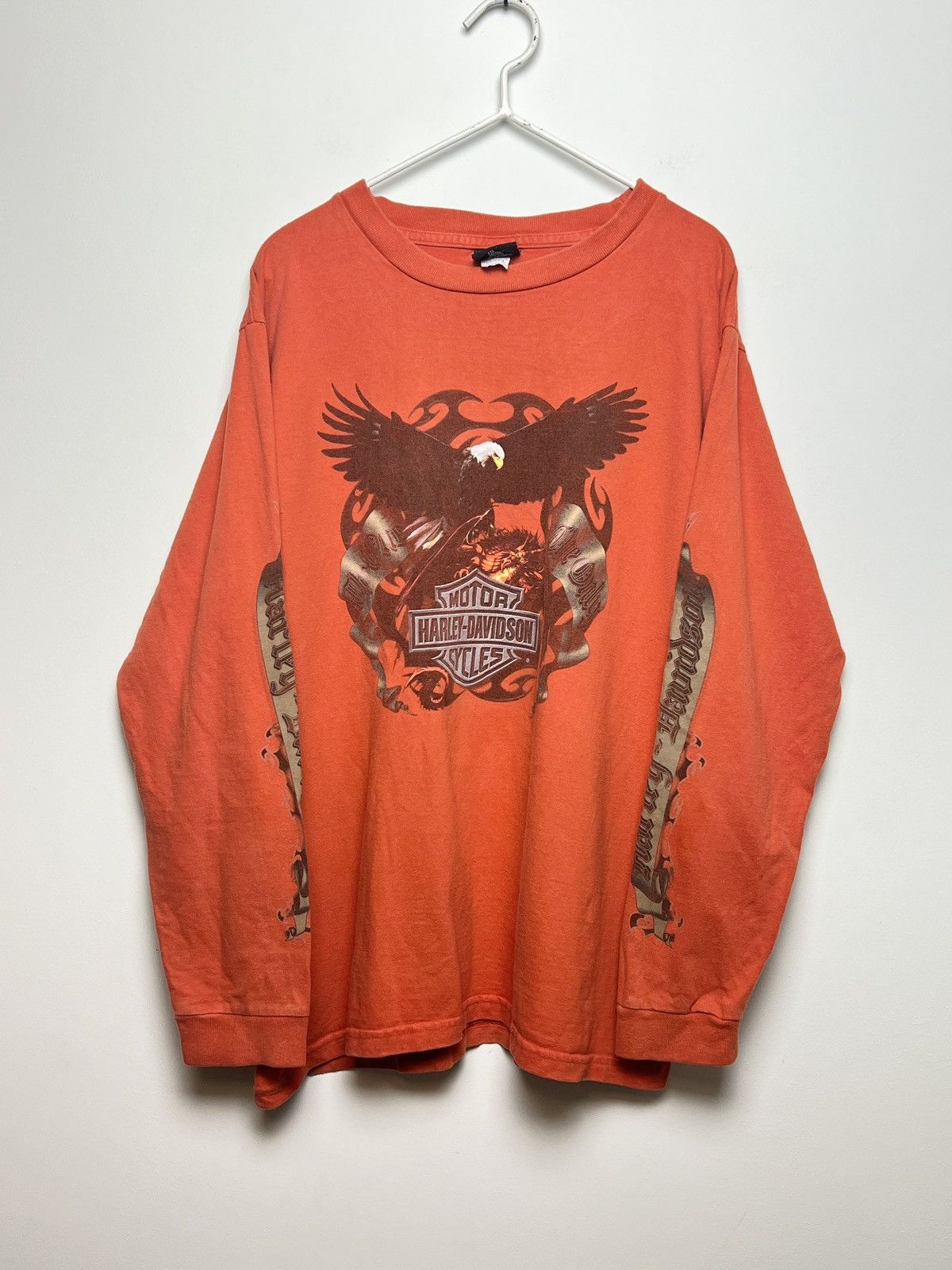 harley davidson y2k prison orange longsleeve vintage l-xl