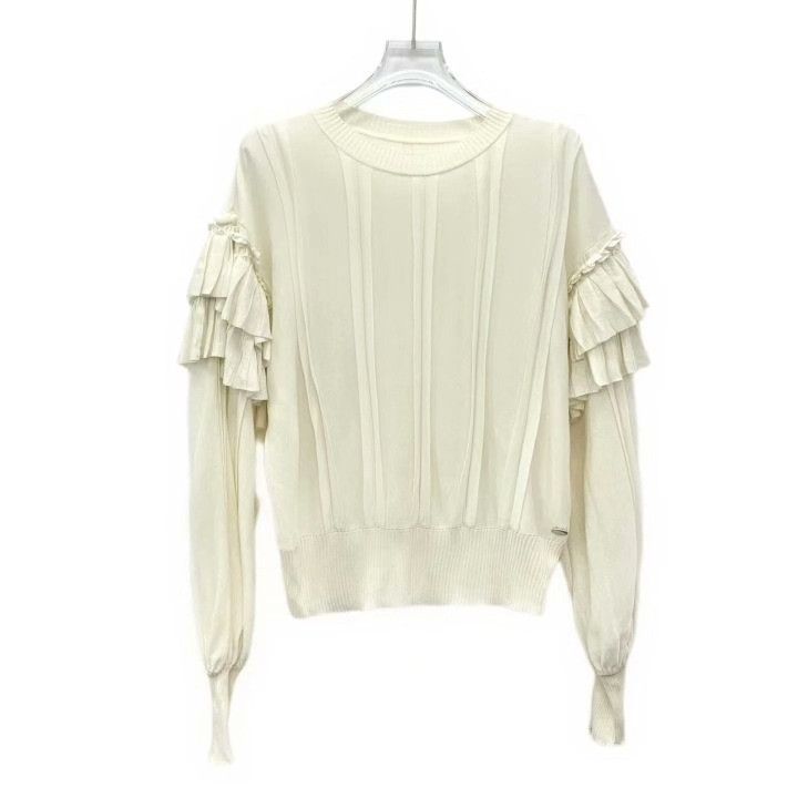 Chanel Chanel Beige Ruffle Crewneck Sweater Size M / US 6-8 / IT 42-44 - 1 Thumbnail
