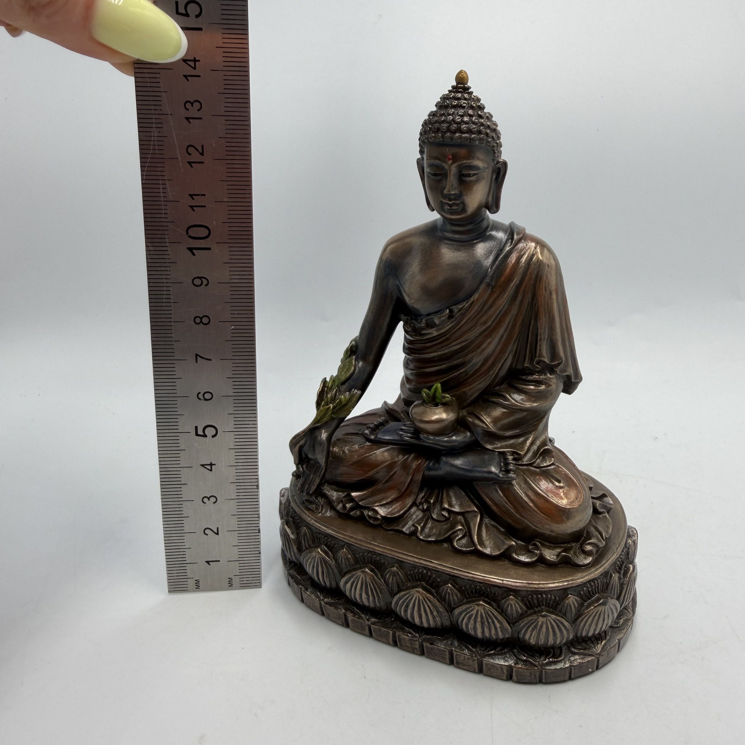 Vintage Buddha Statue Bronze Finish Polystone Meditation Figurine Size ONE SIZE - 9 Thumbnail
