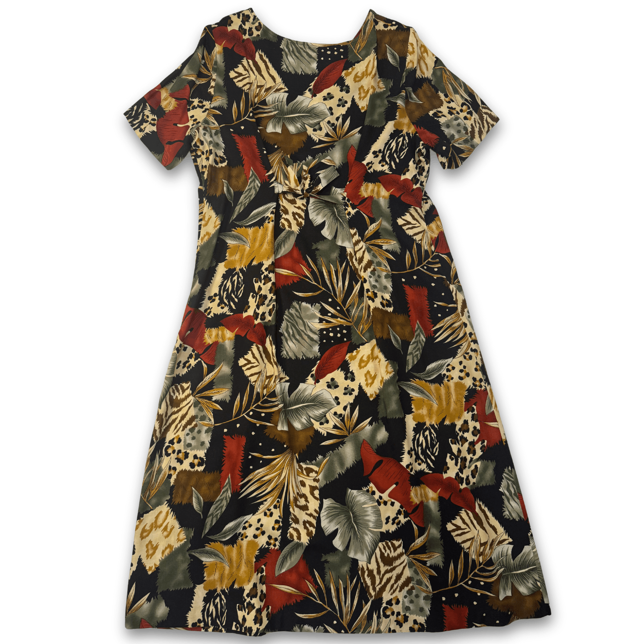 Vintage Vintage Safari-Inspired Drop Waist Midi Dress | L | Teddi Size L / US 10 / IT 46 - 3 Thumbnail