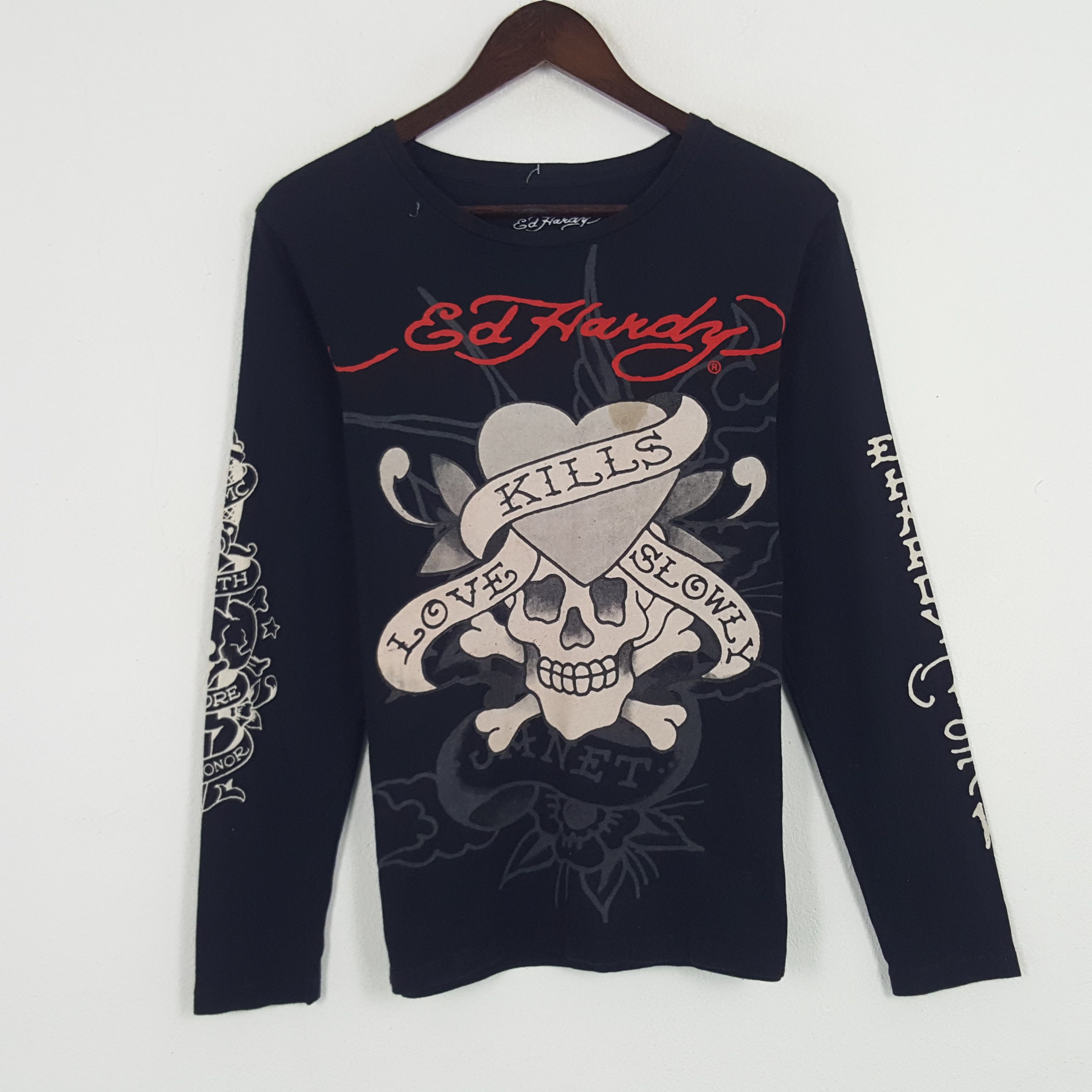 Ed Hardy × Vintage Vintage Ed Hardy Overprinted Tshirt Size US S / EU 44-46 / 1 - 1 Thumbnail