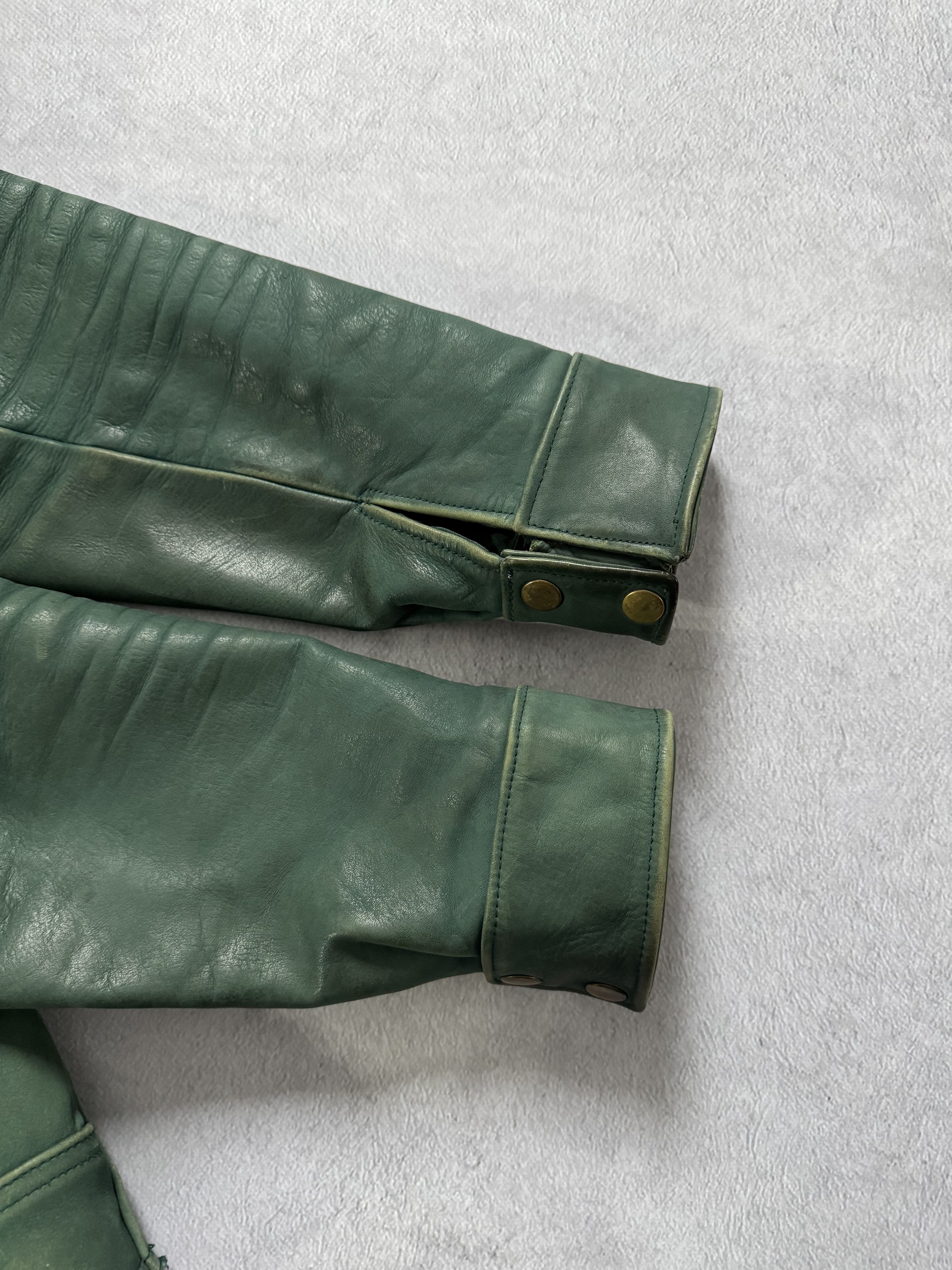 Vintage Vintage Green Bull Leather Asymmetric Biker Jacket Size US M / EU 48-50 / 2 - 14 Thumbnail