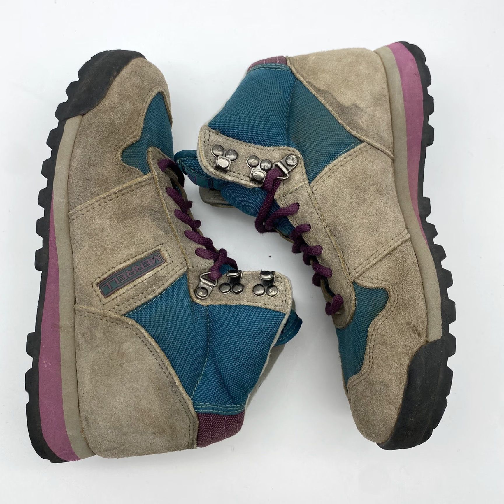 Merrell VINTAGE Merrell Womens Hiking Boots Lazer WTC+ 90s Suede Green Waterproof 7.5 UK 6.5 5 Eyelet Ankle Boot Womens Shoes Size M / US 6-8 / IT 42-44 - 2 Thumbnail