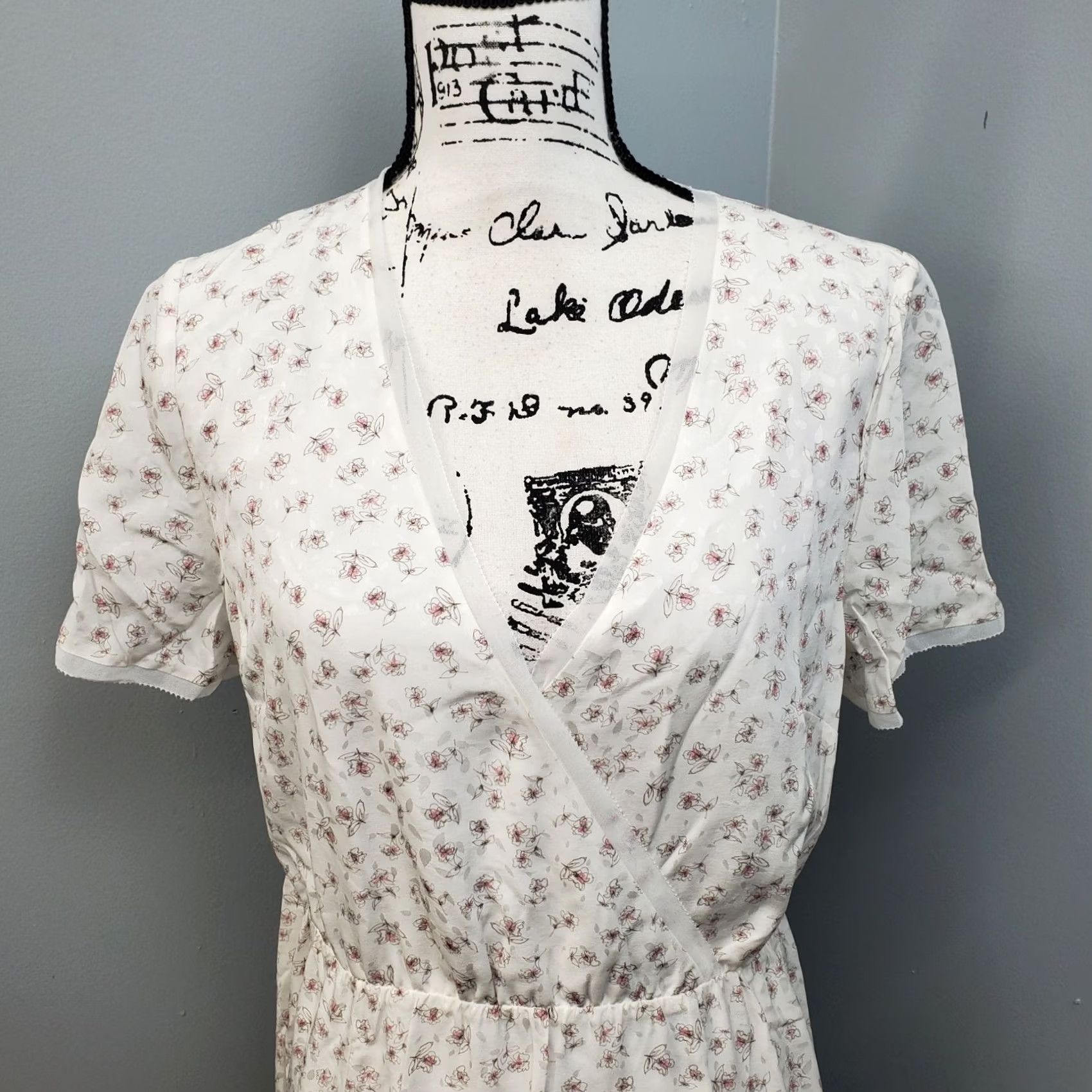 Vintage White Label Dress Womens 10 Maxi Multi Lined Floral Stretch Silk Jacquard Frill Size L / US 10 / IT 46 - 5 Thumbnail