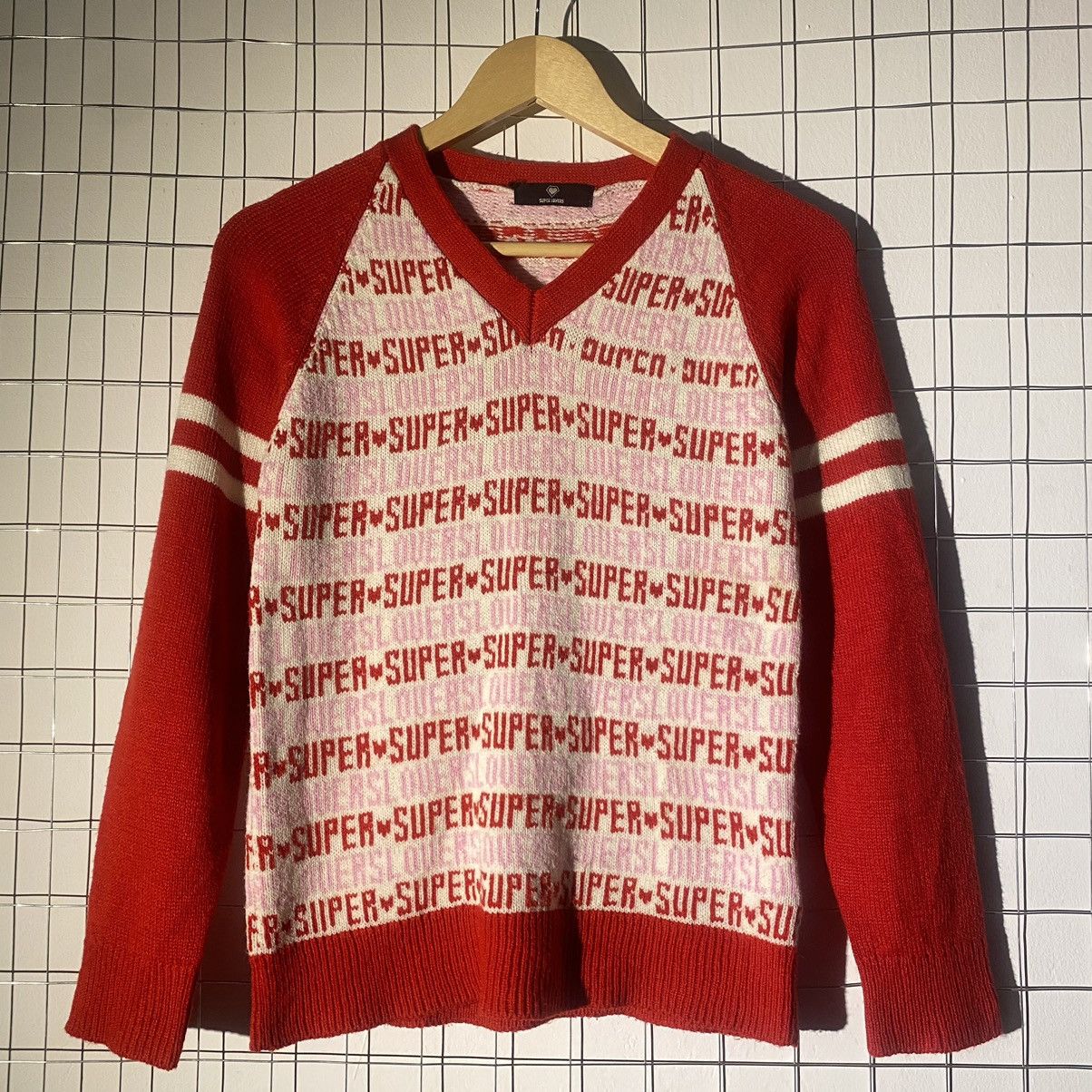 image of 90’S Super Lovers Rock Knit Jumper in Red, Women's (Size XS)