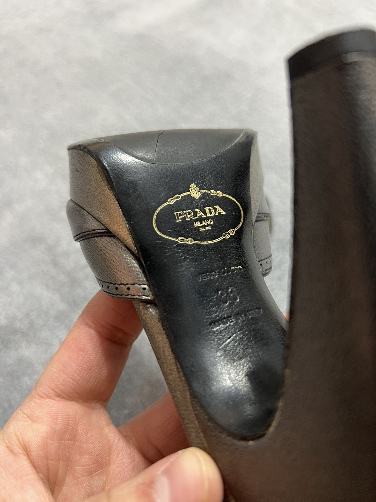 Prada Prada Metallic Leather Peep Toe Platform Heels Ankle Strap Size US 6 / IT 36 - 13 Thumbnail