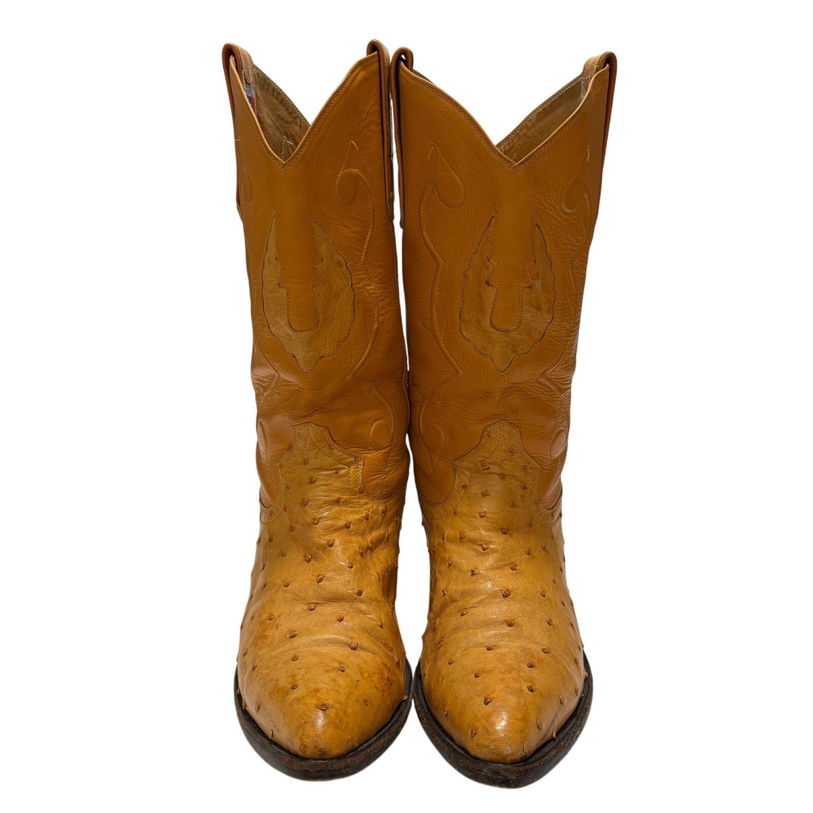 Leather Max Leather Yellow Genuine Ostrich Cowboy Boots 10 1/2 EE Size US 10.5 / EU 43-44 - 2 Thumbnail