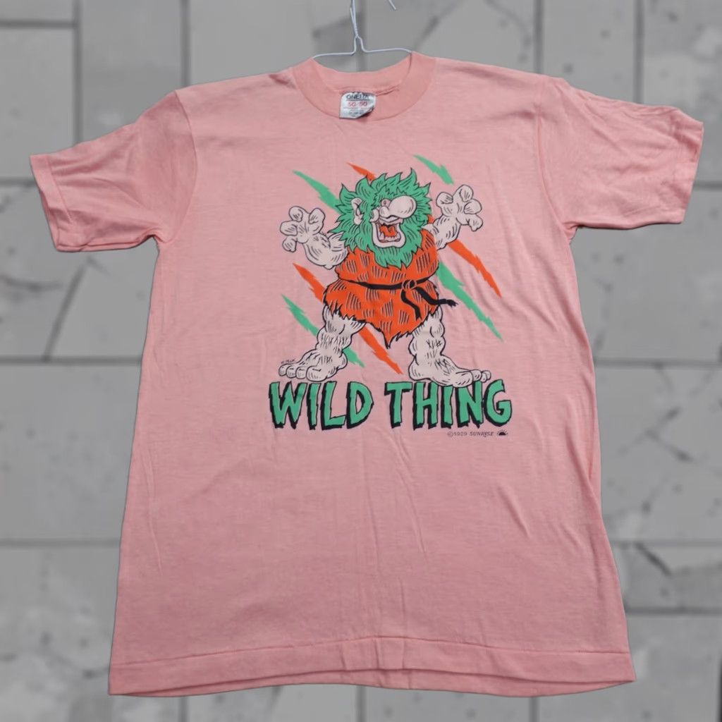 Vintage VINTAGE Wild Thing Shirt Small Pink 1988 R. Peck Caveman Shirt Mens S Pink Cotton Blend Crew Neck Short Sleeve American Vintage Regular Size US S / EU 44-46 / 1 - 1 Thumbnail