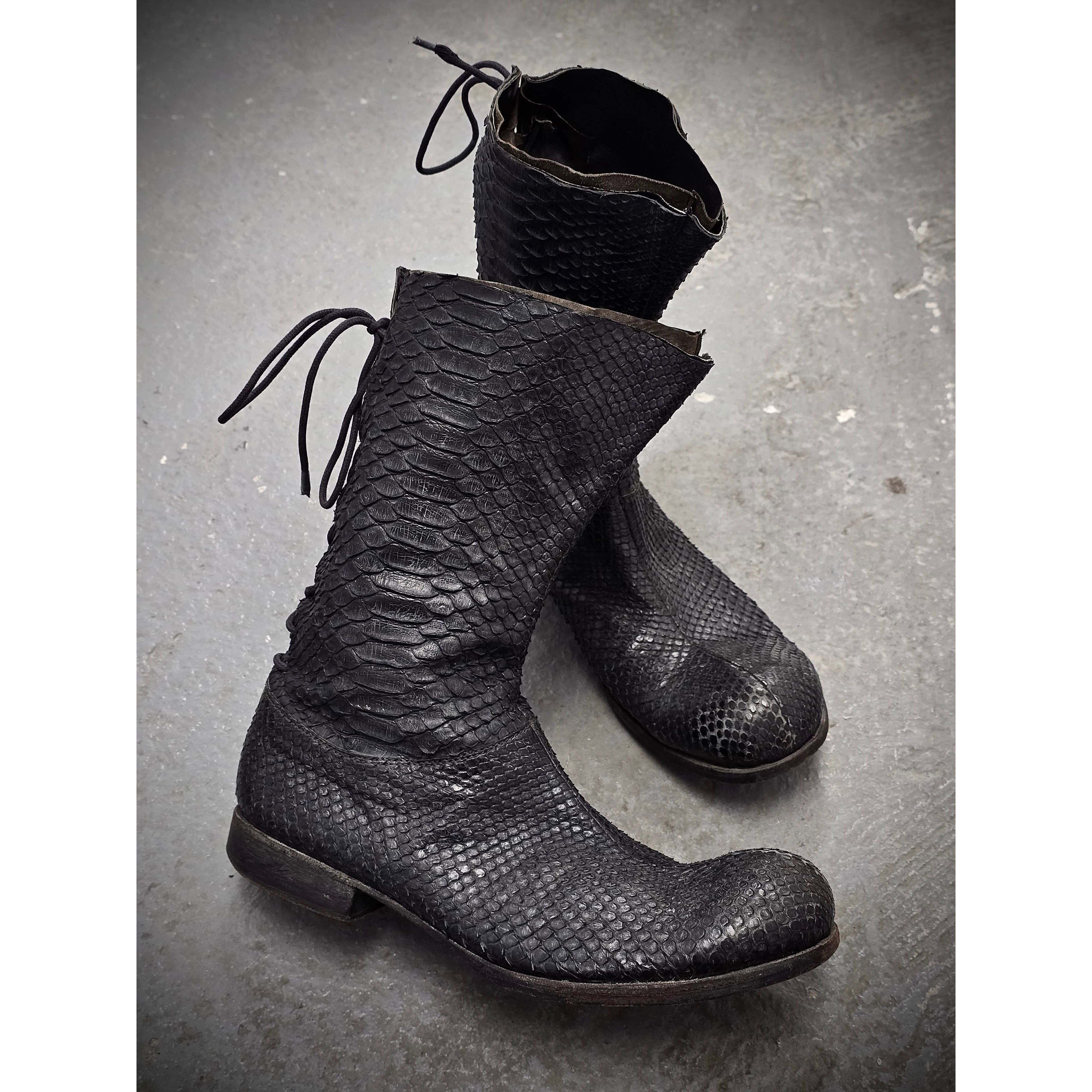 Carpe Diem Carpe Diem Early Charcoal Python Skin Back-Lace Boots Size US 10 / EU 43 - 1 Thumbnail