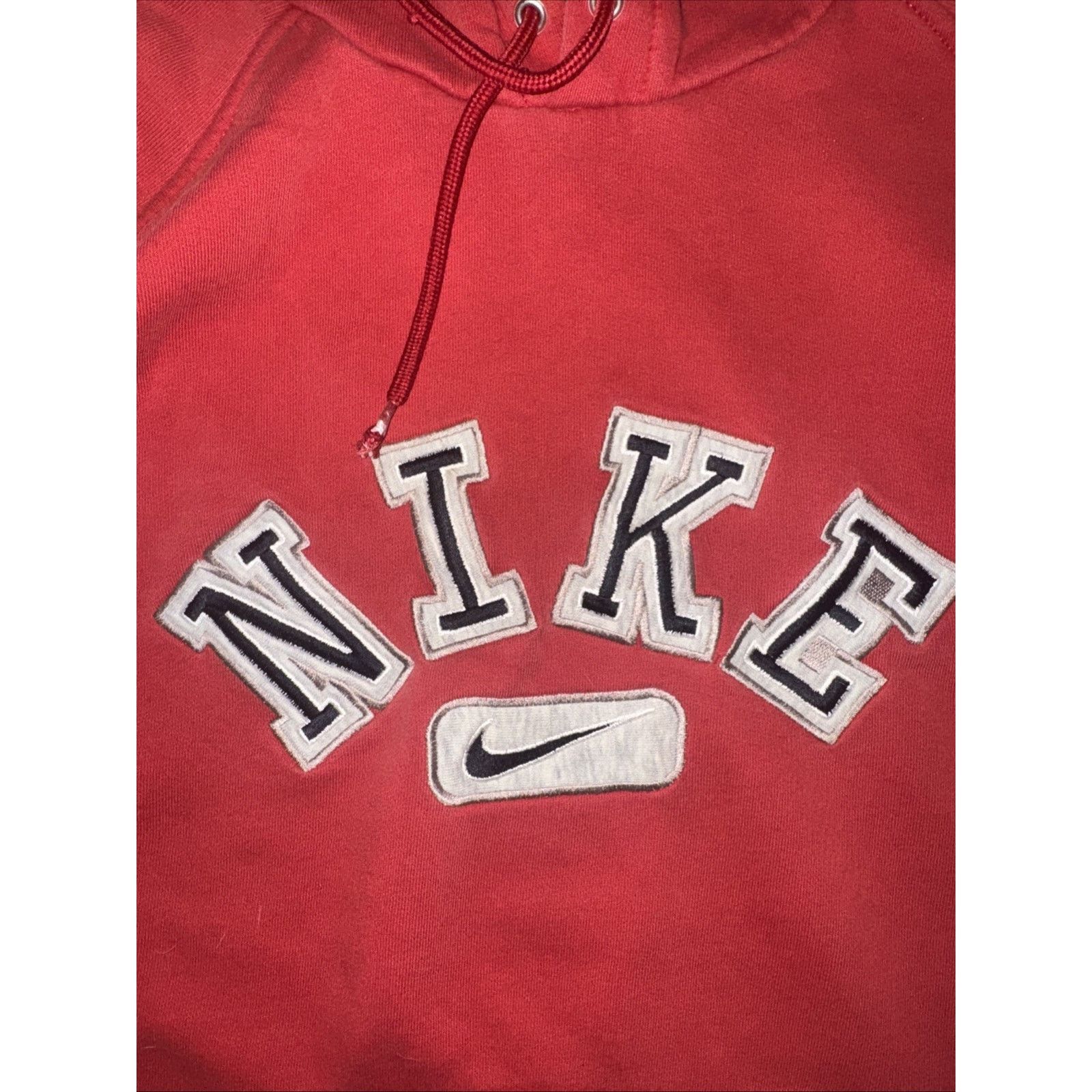 Nike × Vintage Nike Silver Tag Embroidered Swoosh Hoodie Red Large 22x27 Size US L / EU 52-54 / 3 - 2 Thumbnail