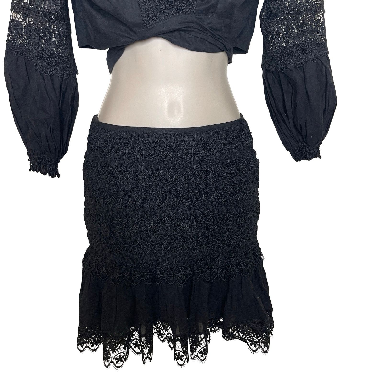 Charo Ruiz CHARO RUIZ IBIZA Vania Blouse and Fleur Mini Skirt Set Black Size 26" / US 2 / IT 38 - 5 Thumbnail