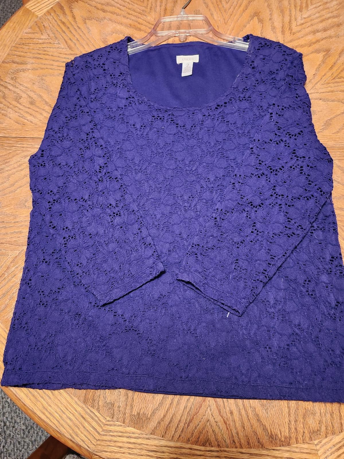 Chicos Chicos sz 2 blue lace scoop neck top Size XS / US 0-2 / IT 36-38 - 1 Thumbnail
