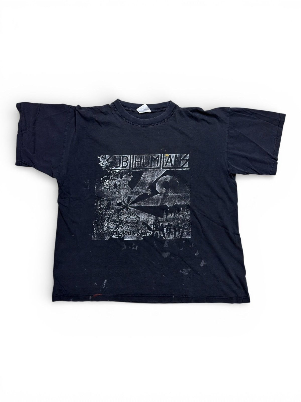 *RARE* VINTAGE 90s EURO SUBHUMANS RELIGIOUS WARS PUNK TEE