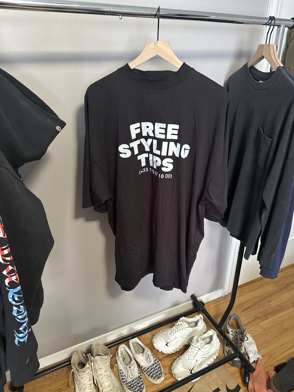 image of Sold Balenciaga Free Styling Tips Tee in Black, Men's (Size Medium)