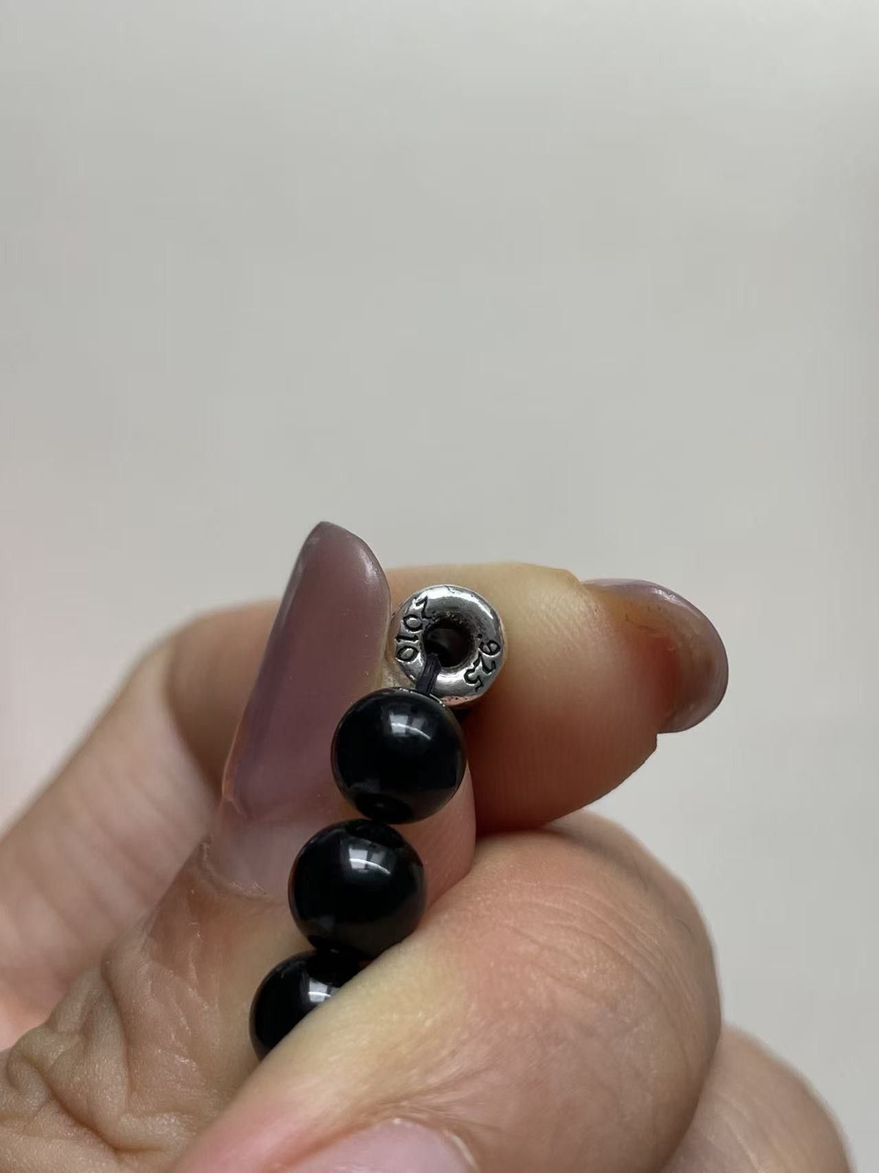 Chrome Hearts Chrome Hearts 6mm Obsidian 3 Silver Cross Bracelet Size ONE SIZE - 7 Thumbnail