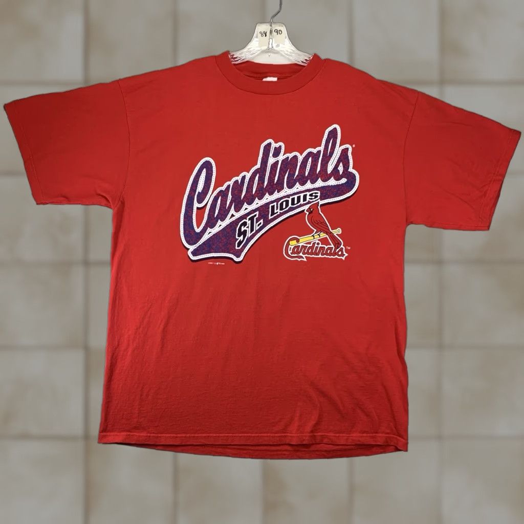 Logo Athletic VINTAGE St Louis Cardinals T-Shirt 2XL Mens MLB Baseball Textured Graphic 90s Retro Sports Size US XXL / EU 58 / 5 - 1 Thumbnail