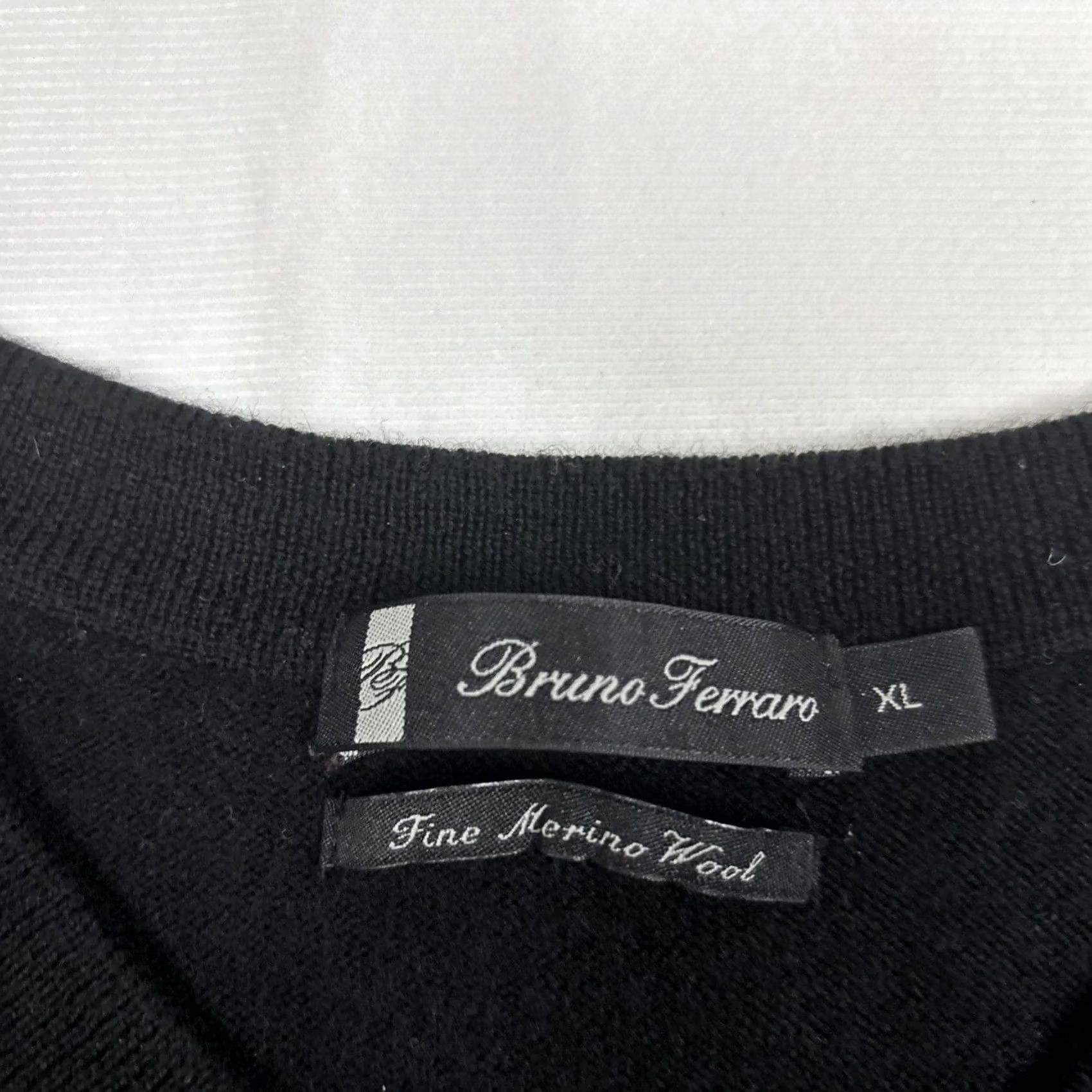 Vintage Bruno Ferraro V Neck Sweater Men’s XL Black Merino Wool Size US XL / EU 56 / 4 - 2 Thumbnail