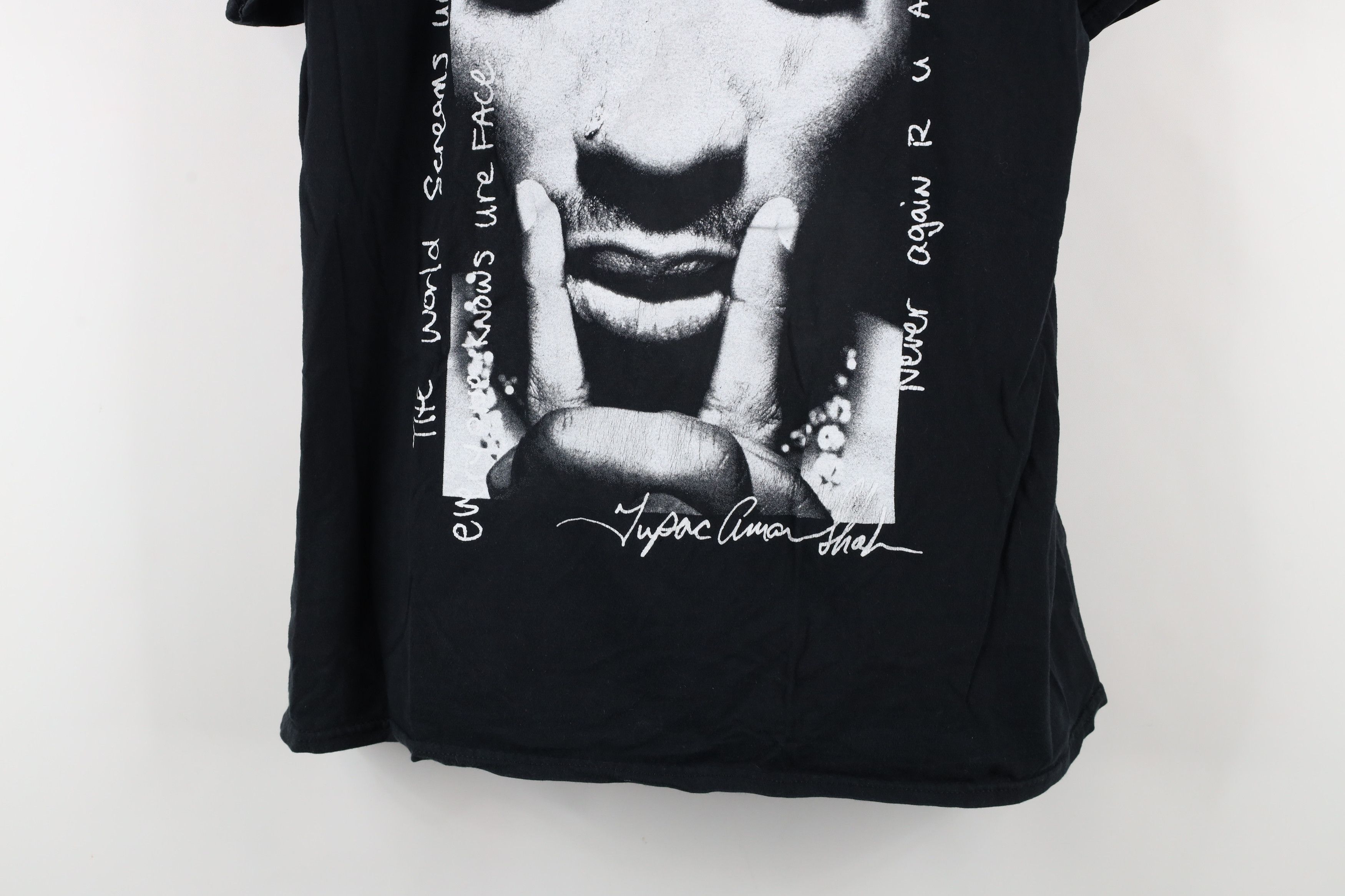 Vintage Vintage Y2K 2Pac What of Fame Face Hip Hop Rap T-Shirt Black Size US L / EU 52-54 / 3 - 3 Thumbnail