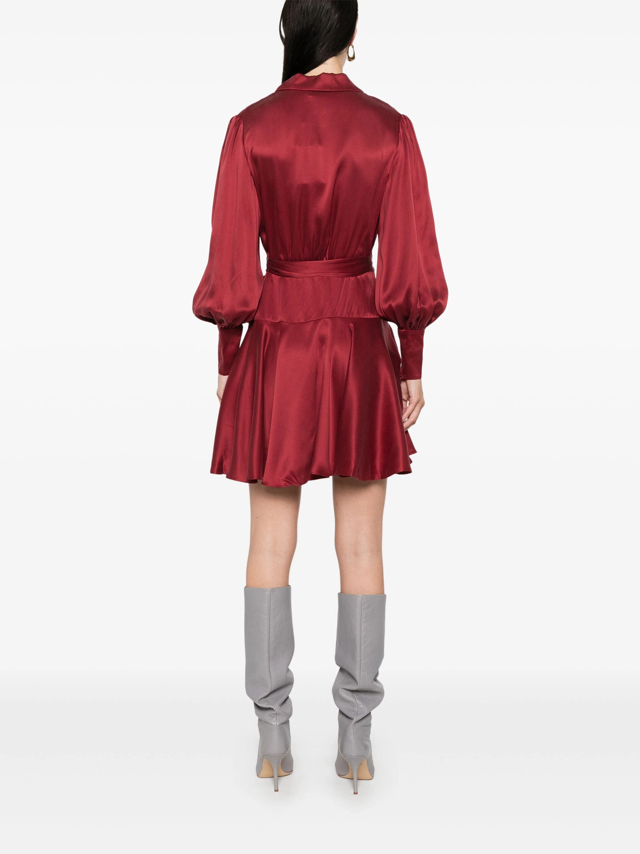 Zimmermann o1s22i1n1024 Silk Wrap Mini Dress in Burgundy Size M / US 6-8 / IT 42-44 - 3 Thumbnail