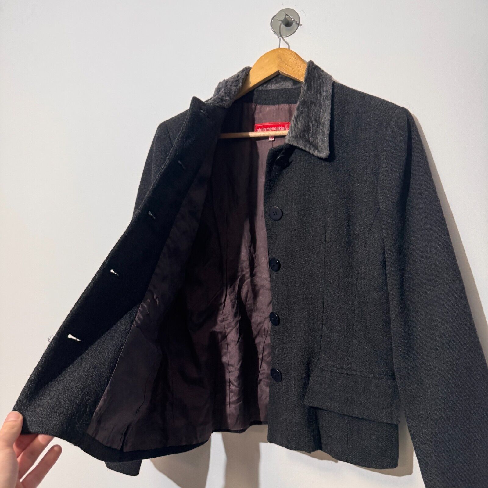 Vintage Alain Manoukian Black Gray Wool Blazer Jacket Size 48 IT Size US L / EU 52-54 / 3 - 15 Thumbnail