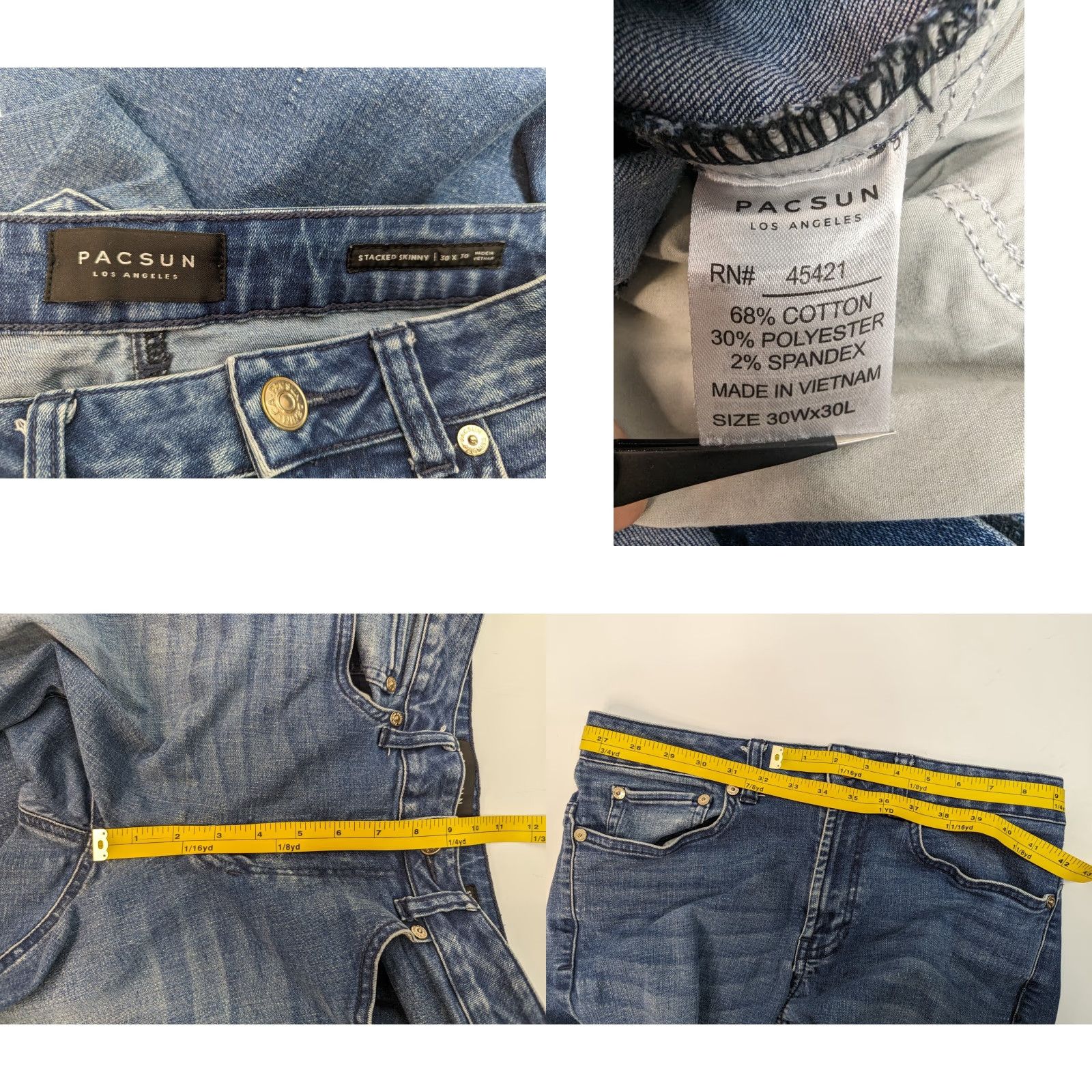 Pacsun Pacsun Jeans Slim Regular 30x30 Blue Denim 5-Pocket Comfort Stretch Belt Loops Jeans Men Size US 30 / EU 46 - 8 Thumbnail