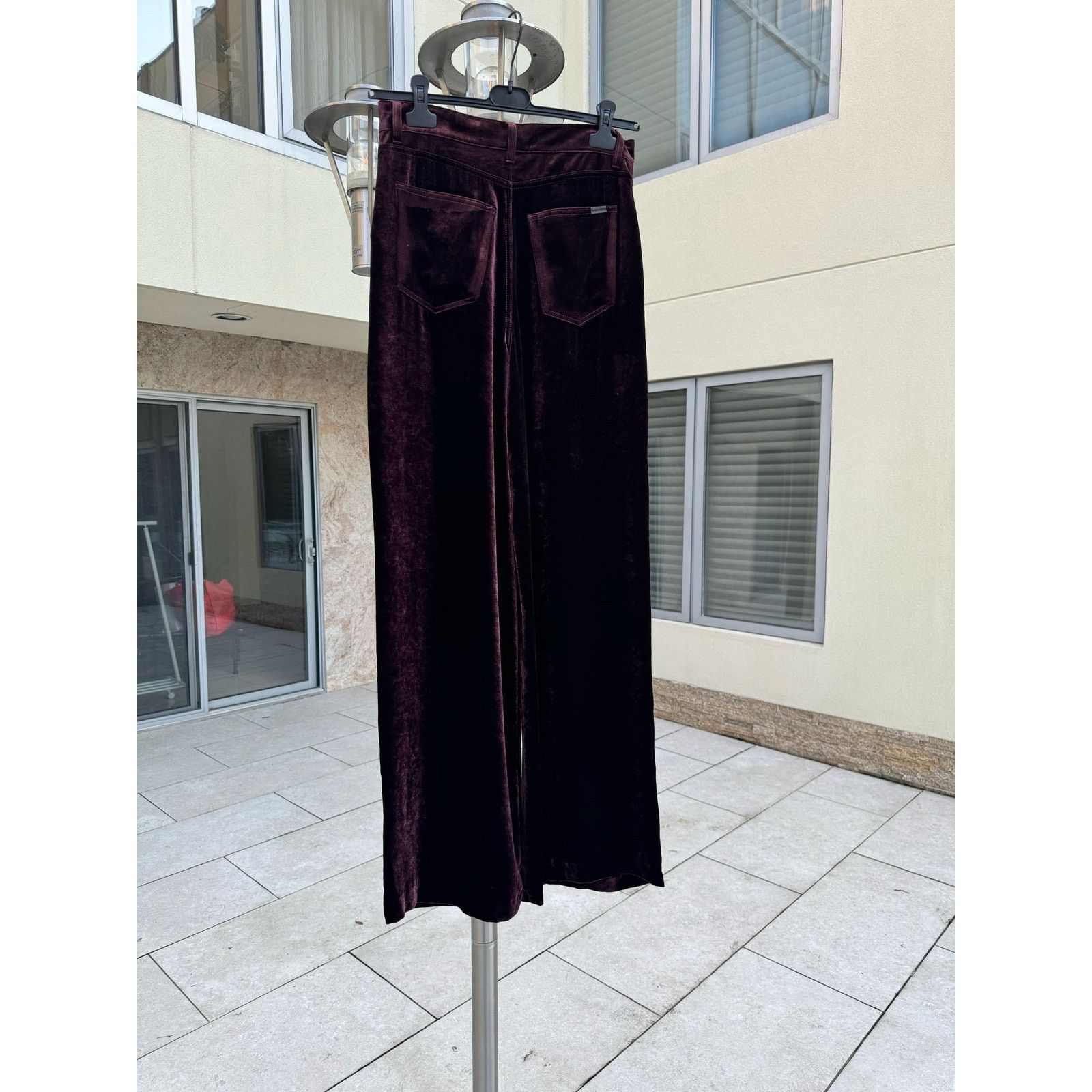 Saint Laurent Paris o1rshd1 Wide Leg Velvet / Velour Pants in Burgundy Size US 32 / EU 48 - 15 Thumbnail