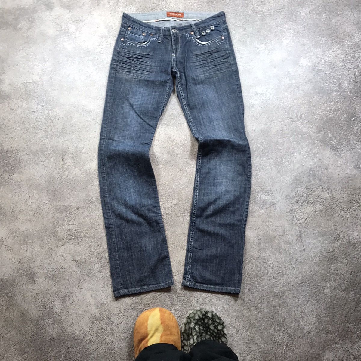 Vintage Y2K Baggy Flared Distressed Jeans Grunge Streetwear Logo 29 Size US 29 - 2 Thumbnail