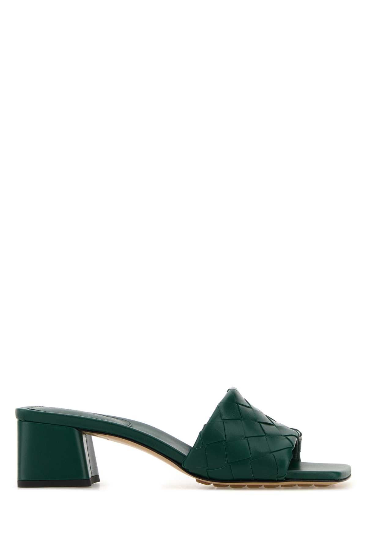 Bottega Veneta Emerald Green Leather Parco Mules Size US 10 / IT 40 - 1 Thumbnail