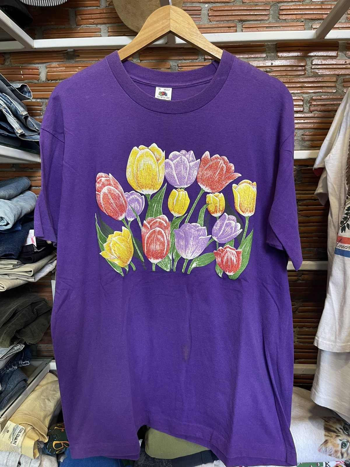 Vintage Vintage 90s Flower Poppy T shirt XL Size US XL / EU 56 / 4 - 1 Thumbnail