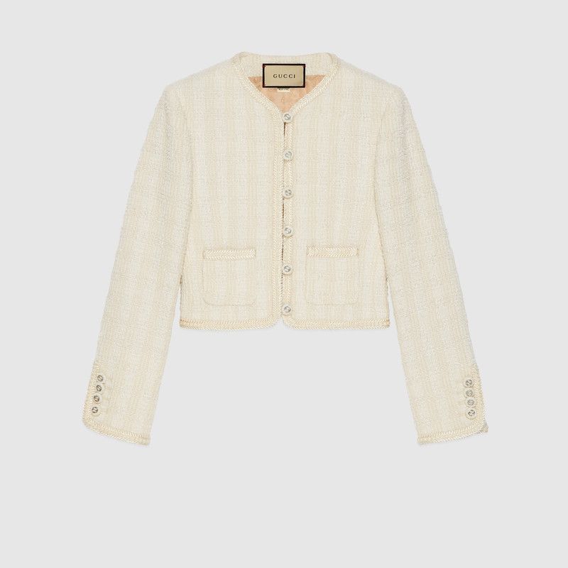 Gucci o1loc1c0226 761164 Tweed Jacket in Ivory Size XS / US 0-2 / IT 36-38 - 1 Thumbnail