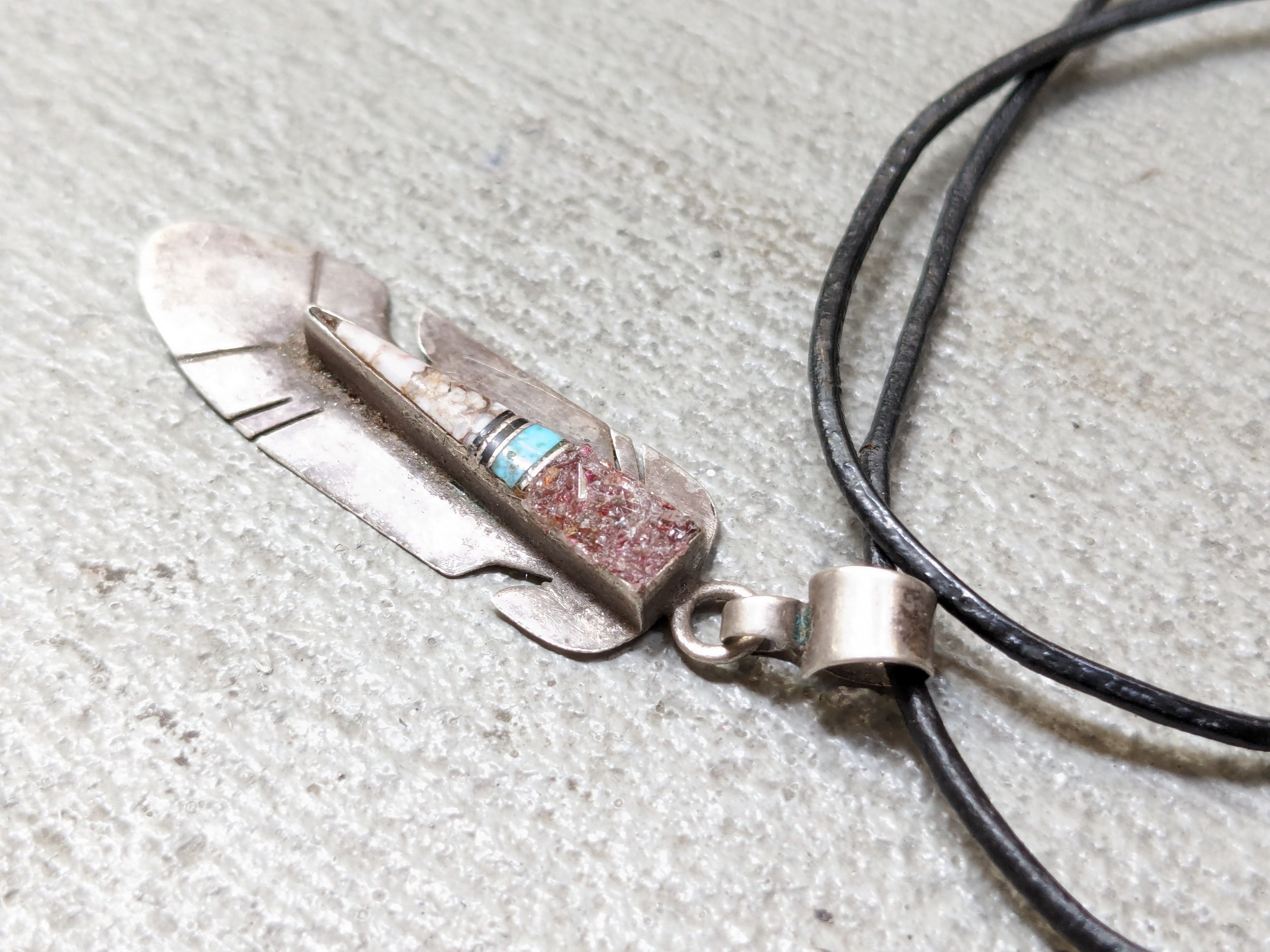 Other Vintage Sterling Silver Feather Necklace Navajo 17" Y2K Size ONE SIZE - 3 Thumbnail