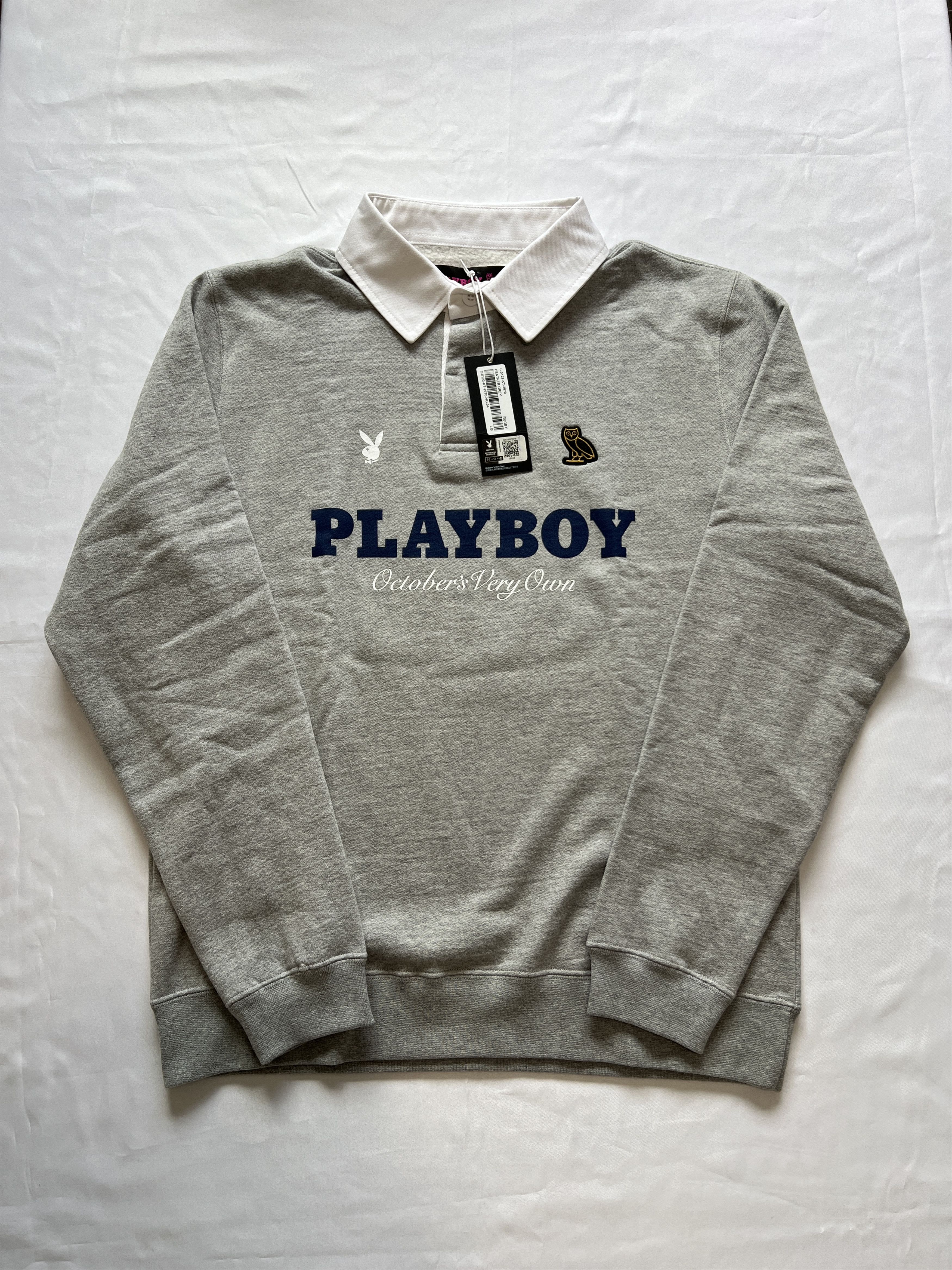 Drake OVO x PLAYBOY GREY RUGBY POLO Size US L / EU 52-54 / 3 - 1 Thumbnail