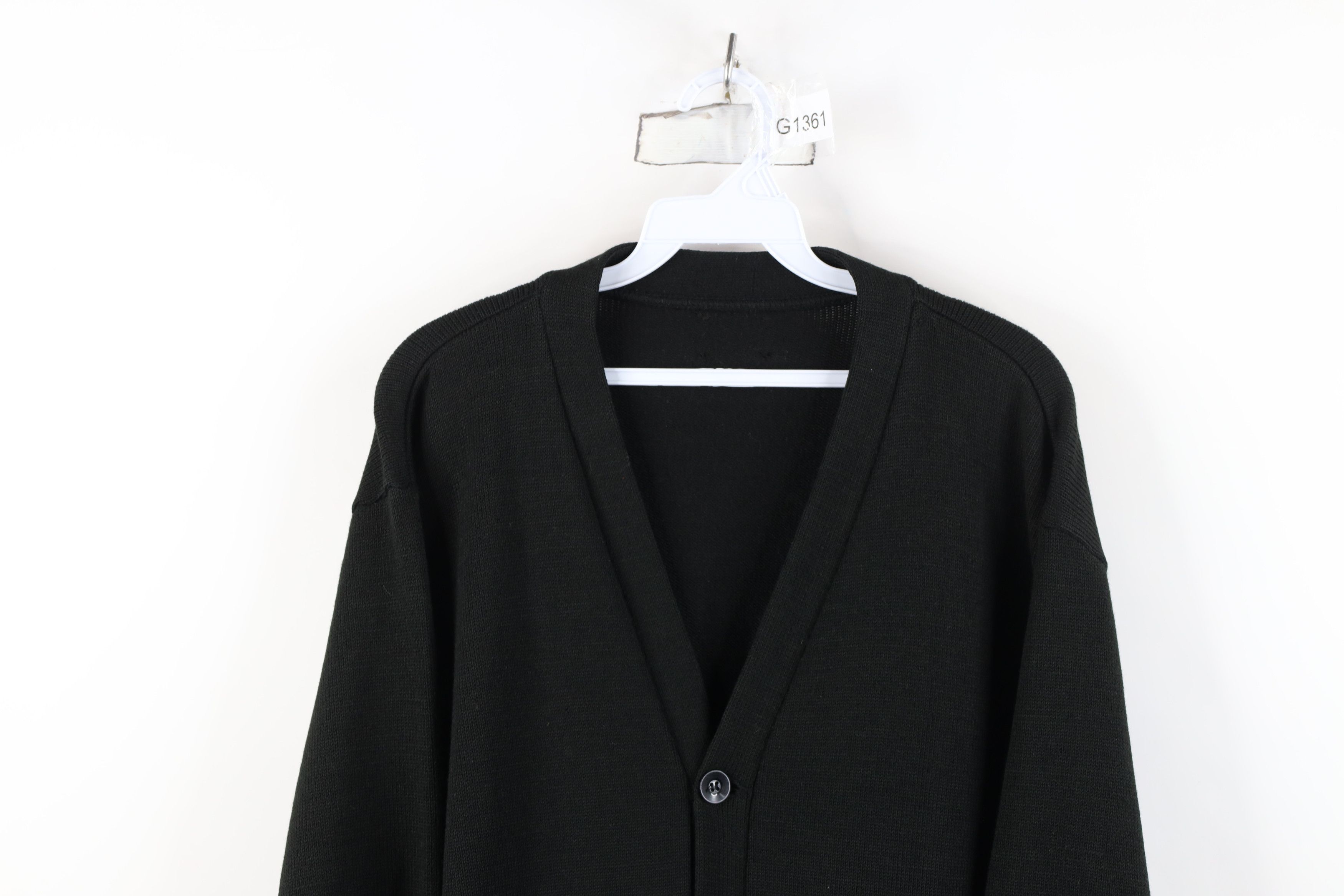Vintage Vintage 90s Streetwear Blank Knit Cardigan Sweater Black Size US XL / EU 56 / 4 - 2 Thumbnail