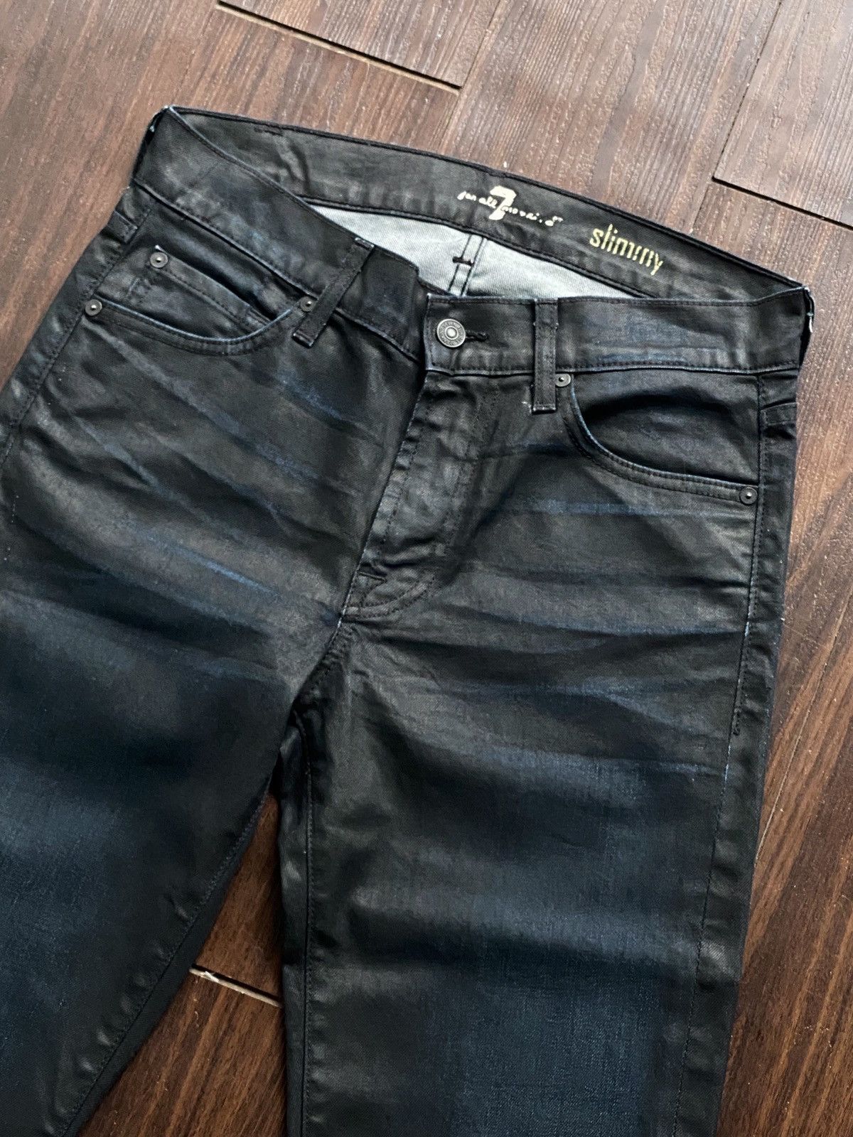 WAXED STUDDED SKULL 7 FOR ALL MANKIND DENIM