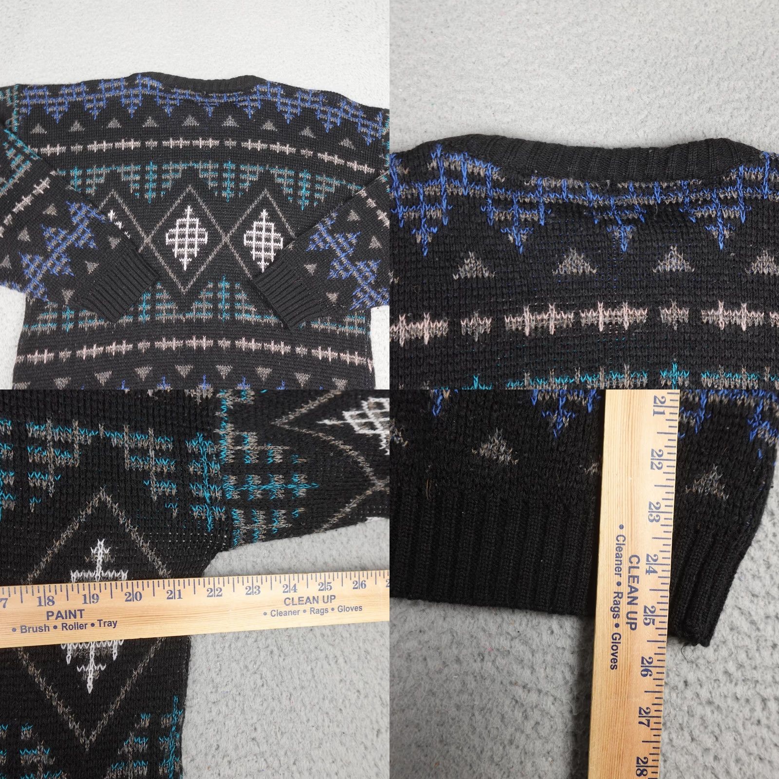 Savane Vintage Lavane Sweater Womens M Black Geometric Knit Acrylic Made USA 90s Pullover Crew Neck Long Sleeve Size M / US 6-8 / IT 42-44 - 8 Thumbnail