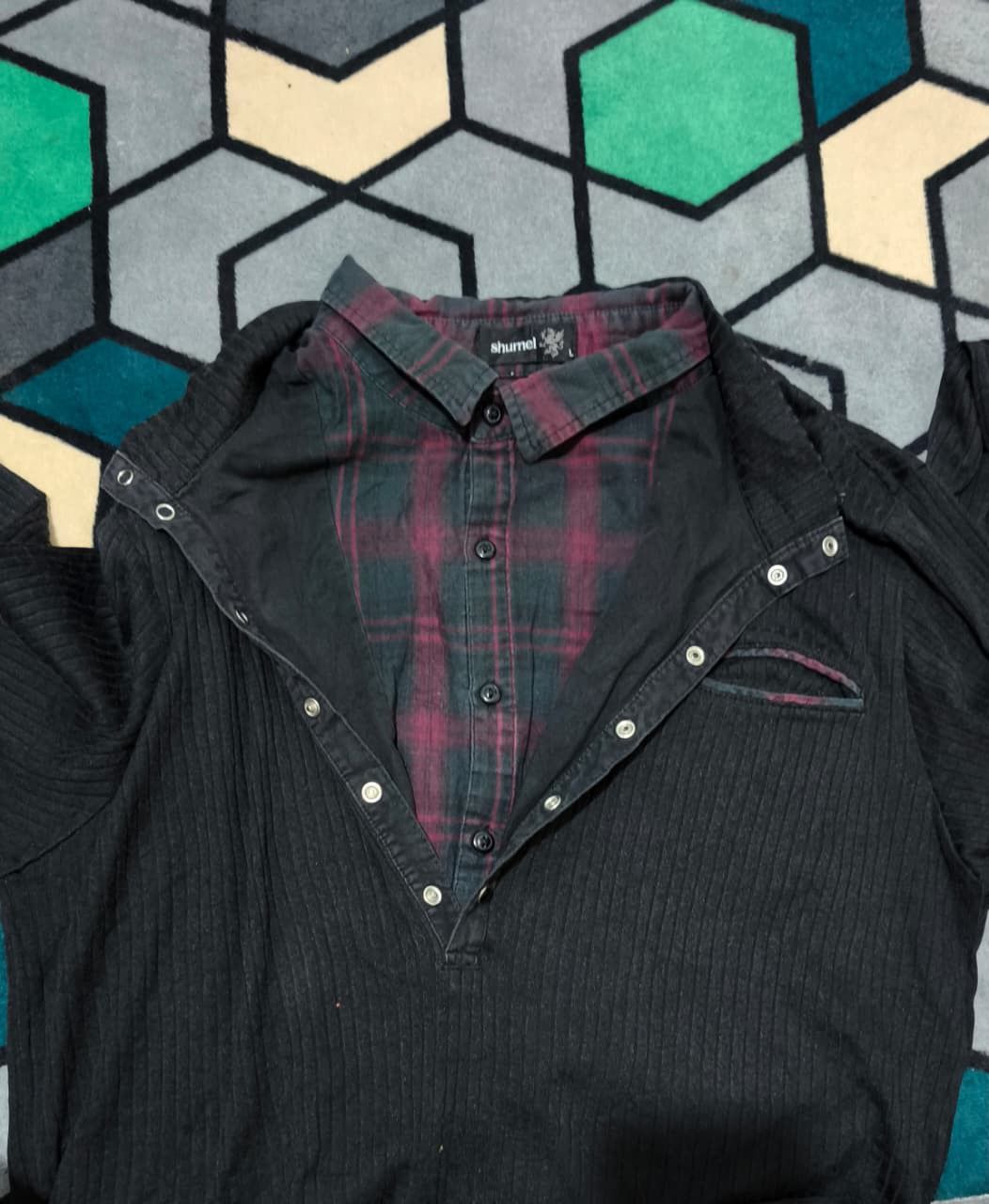 Japanese Brand Shumel Tartan Double layer Long sleve shirt Size US L / EU 52-54 / 3 - 6 Thumbnail