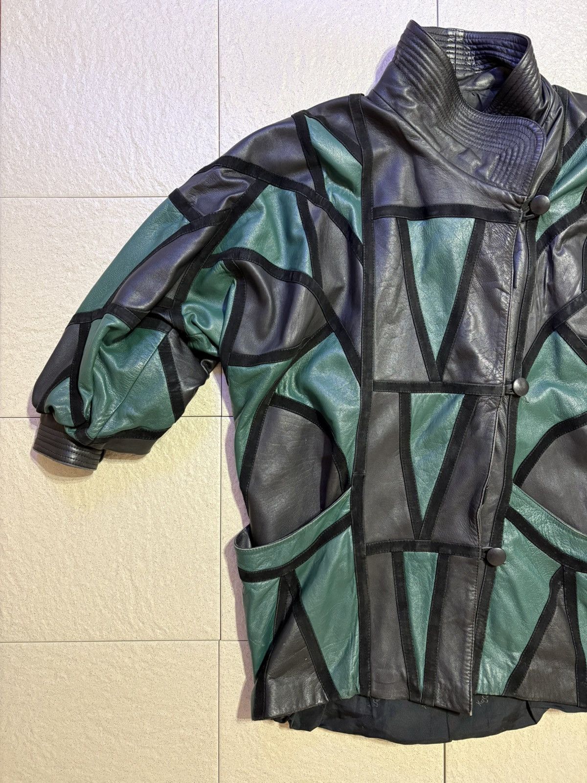 Other Vintage Patchwork Leather Batwing Jacket Rare 80s Size US M / EU 48-50 / 2 - 5 Thumbnail