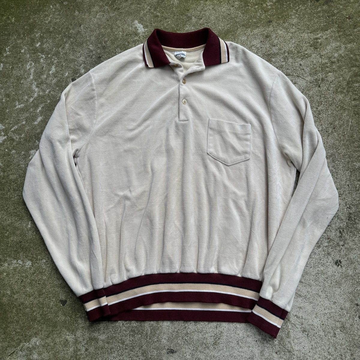 Vintage 70s JcPenney Velour Velvet Polo ERD Grunge Raimundo Size US XL / EU 56 / 4 - 4 Thumbnail