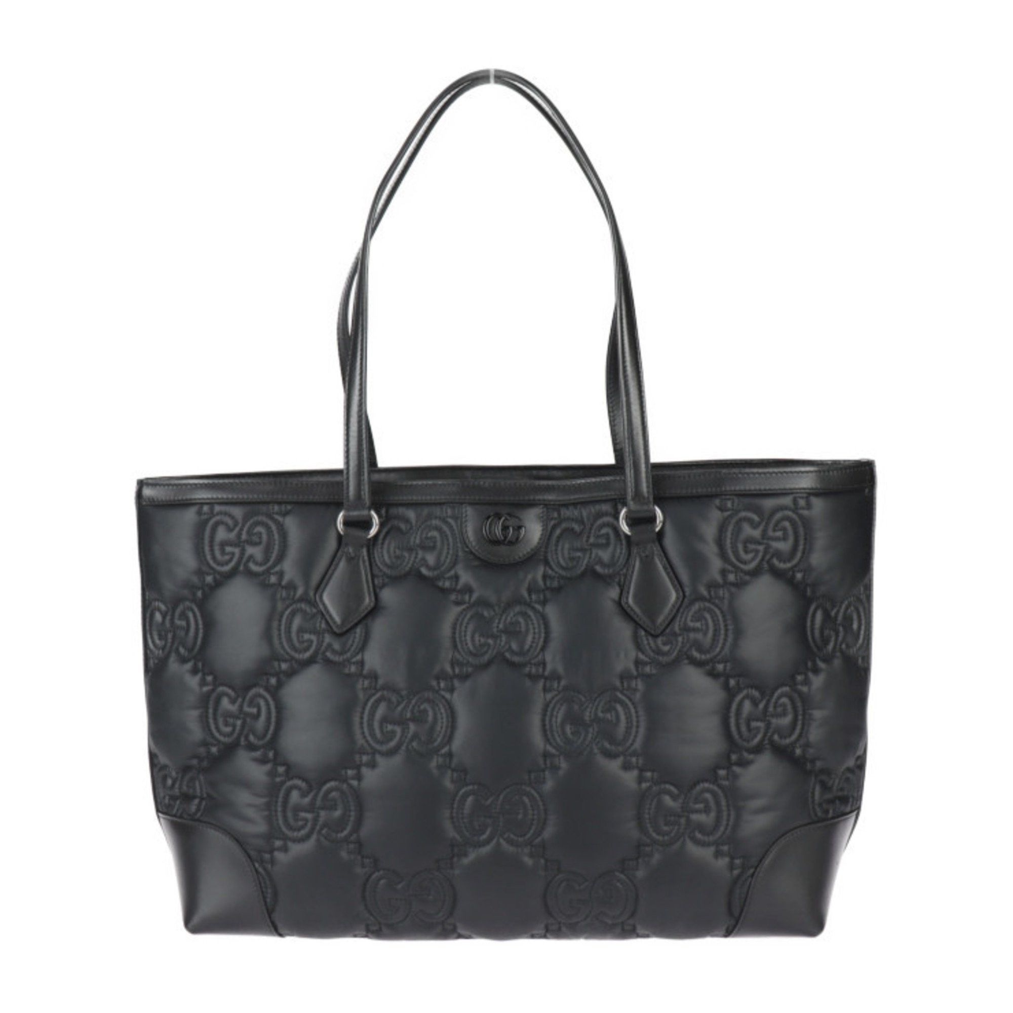 Gucci Medium Tote Bag GG Matelasse 631685 Nylon Leather Black Shoulder Handbag R2426083012113, Women's
