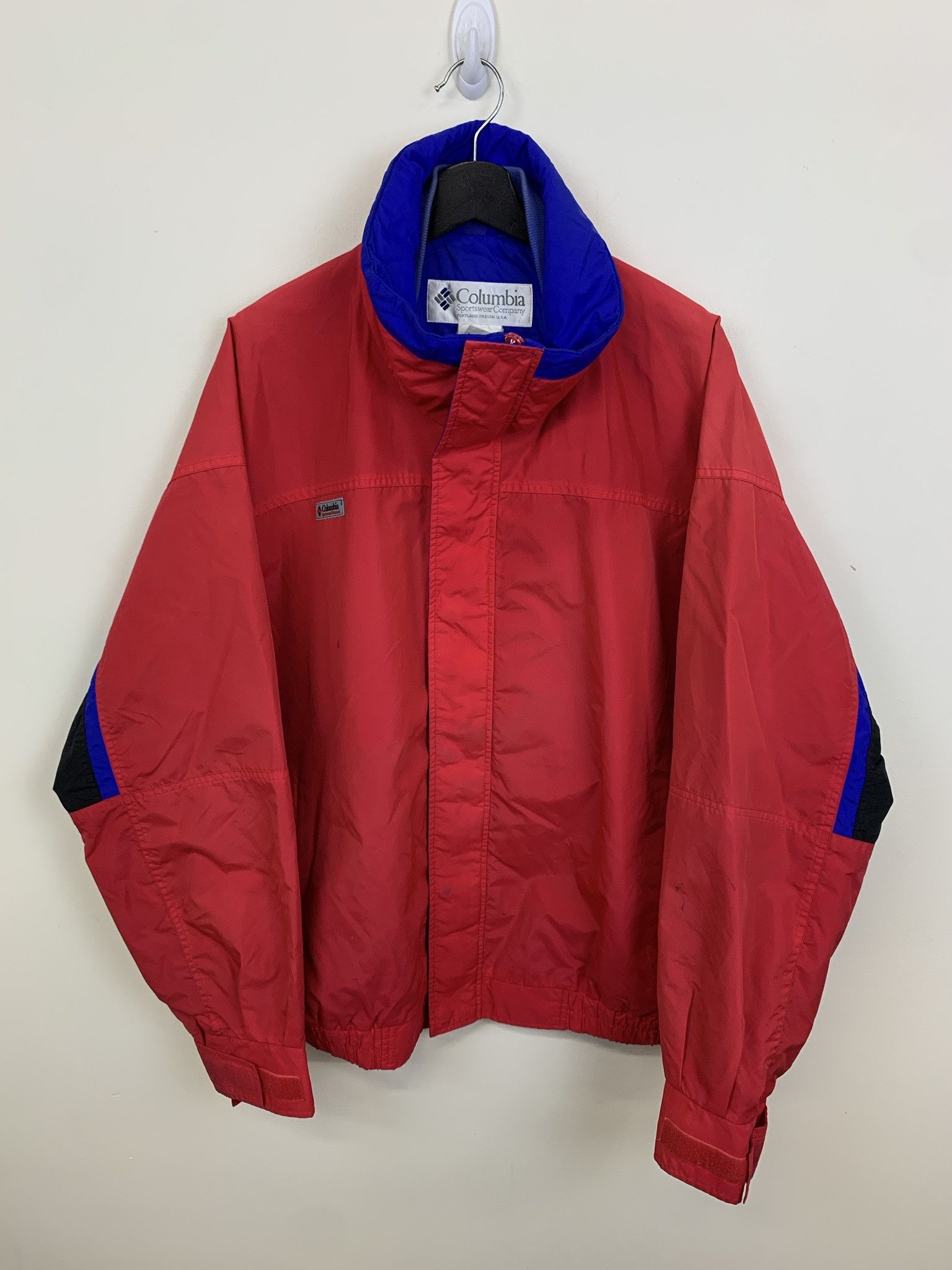 Vintage Jacket 1990s Jacket Columbia Colroblock Red Windbreaker Size XL