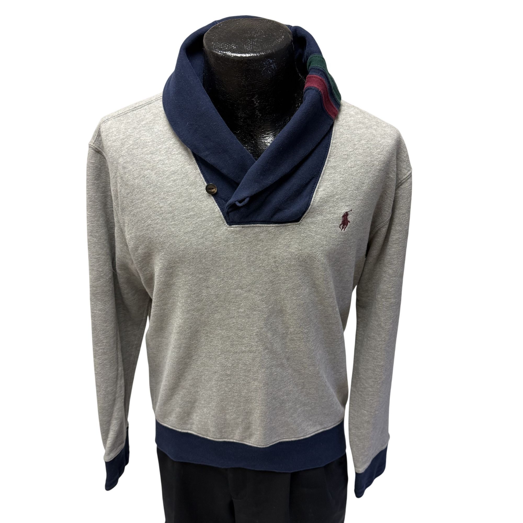 Polo Ralph Lauren Vtg Ralph Lauren Pullover Shawl Collar Polo LOGO Sweatshirt Size US M / EU 48-50 / 2 - 1 Thumbnail