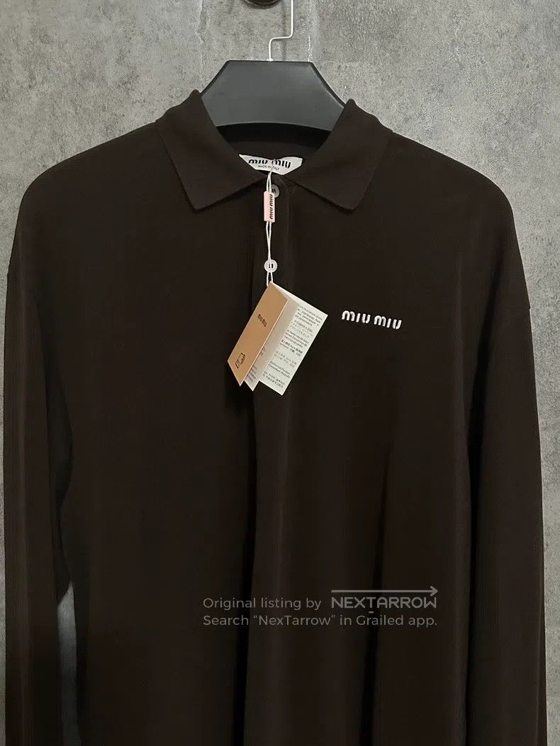 Miu Miu Miu Miu Size XS Embroidered Logo long sleeve Polo shirt Size XS / US 0-2 / IT 36-38 - 2 Thumbnail