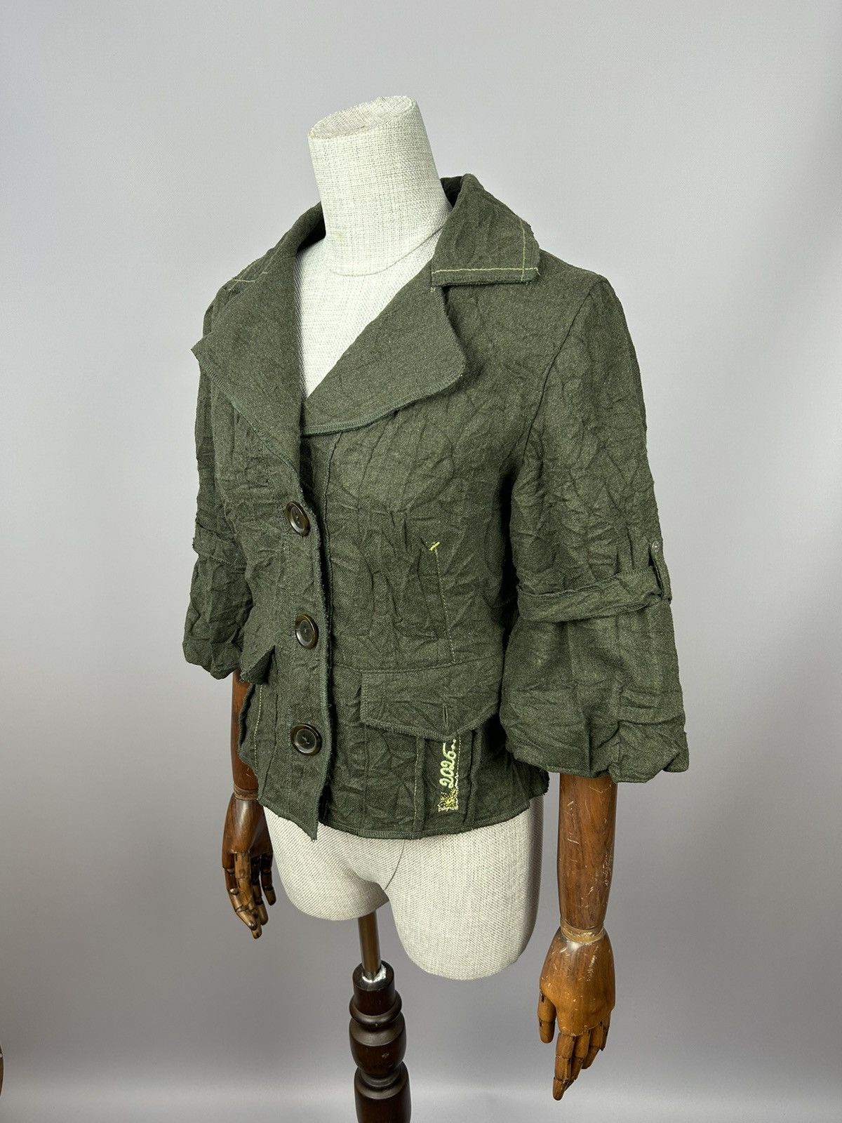 Designer 2026 Deux Mille Vingt Six Wool Blend Short Blazer Jacket Size S / US 4 / IT 40 - 2 Thumbnail
