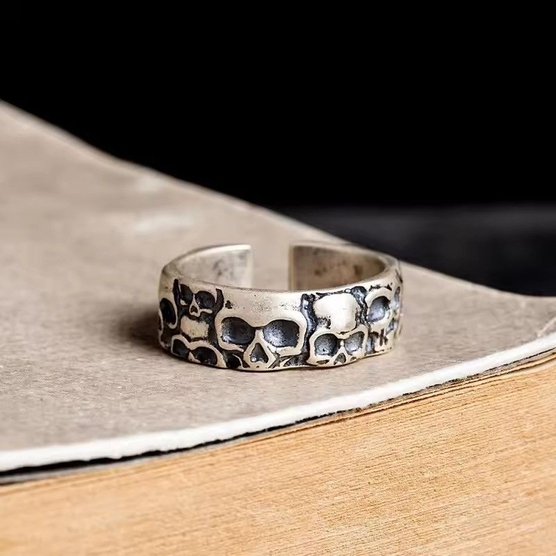 Other Retro Carving Skull Adjustable Ring Size ONE SIZE - 1 Thumbnail