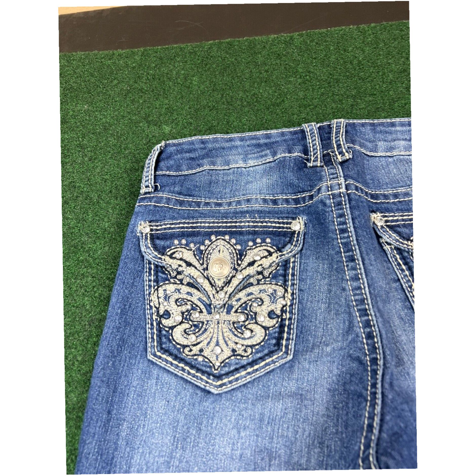 Vintage ND Jeans Womens 6 Blue Weekend Capri Designer Denim Fashion Studded 29x23 Size 28" / US 6 / IT 42 - 2 Thumbnail